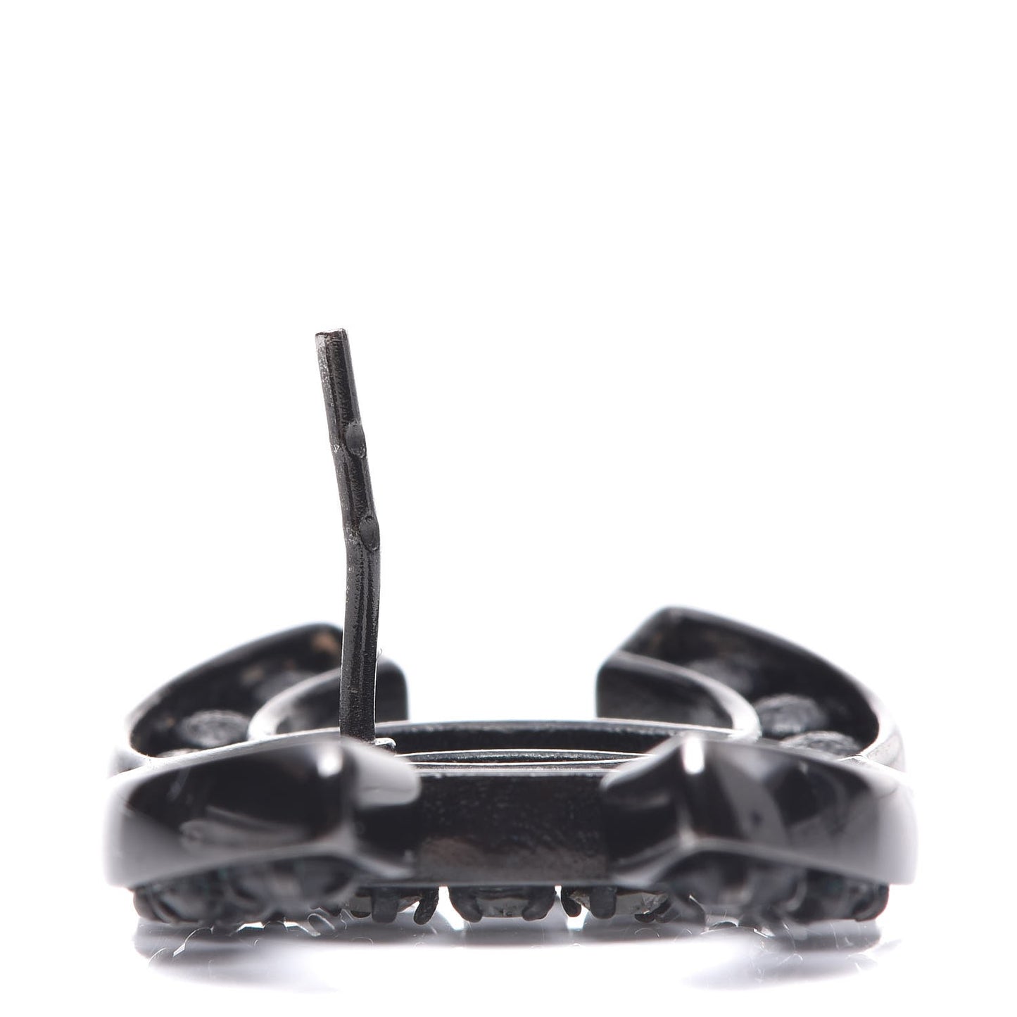 Crystal Large CC Earrings Black