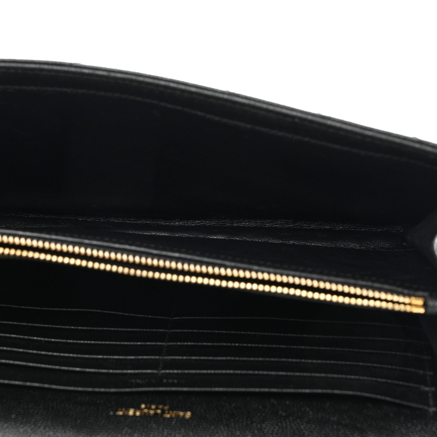 Saint Laurent Grain De Poudre Matelasse Chevron Monogram Chain Wallet Black 5 of 10
