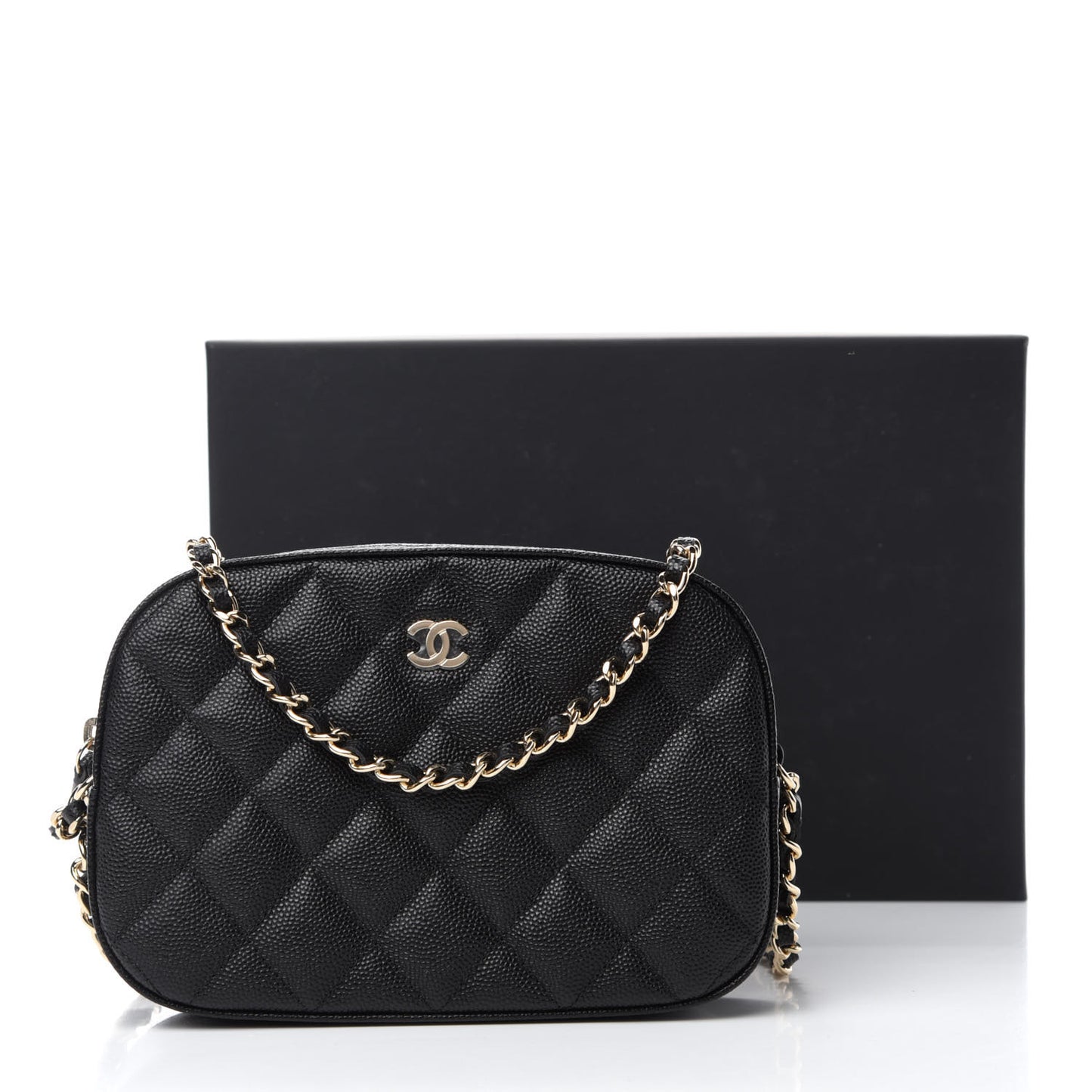 Caviar Quilted Vanity With Chain Black