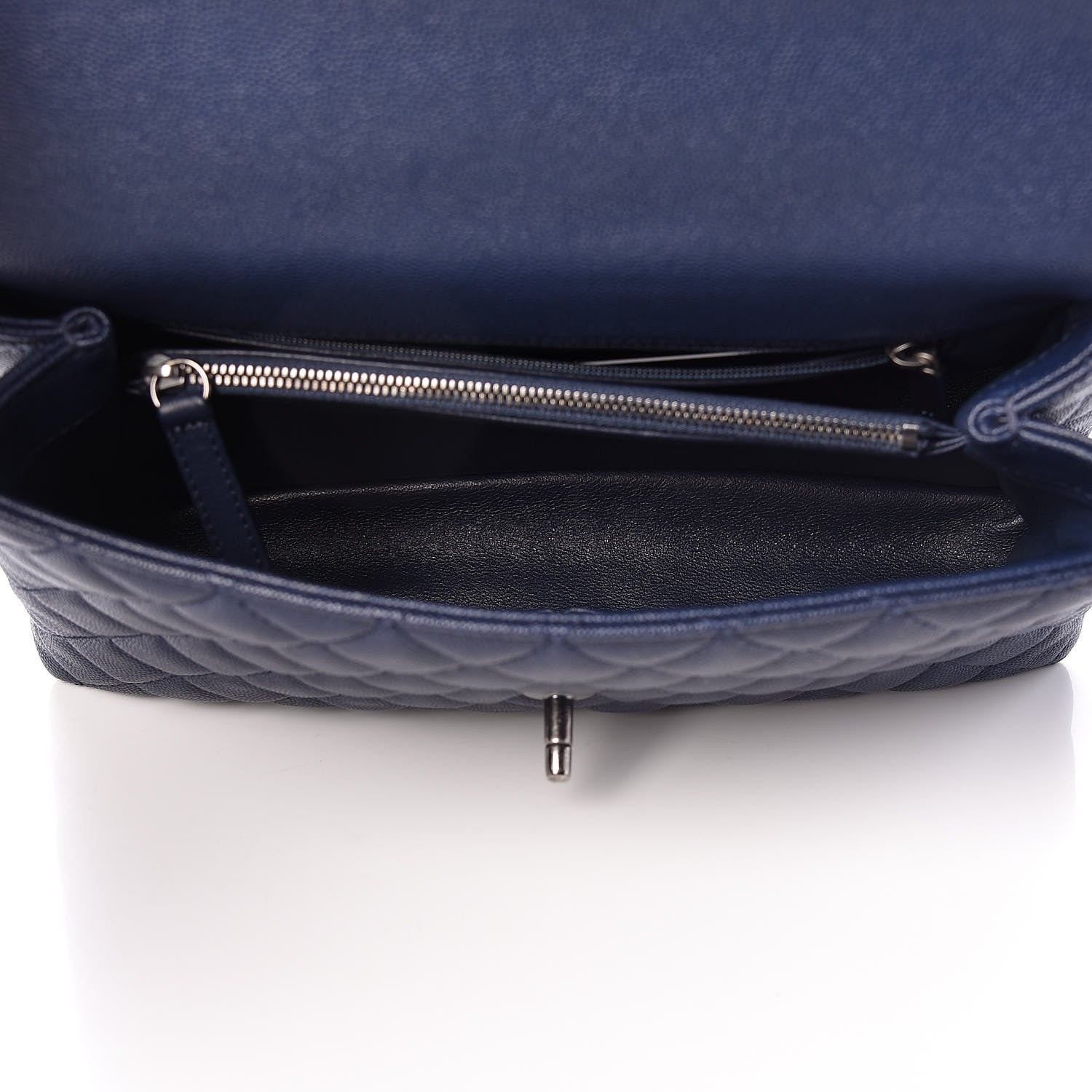 Chanel Caviar Lizard Quilted Small Coco Handle Flap Navy 5 of 9