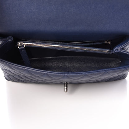 Chanel Caviar Lizard Quilted Small Coco Handle Flap Navy 5 of 9