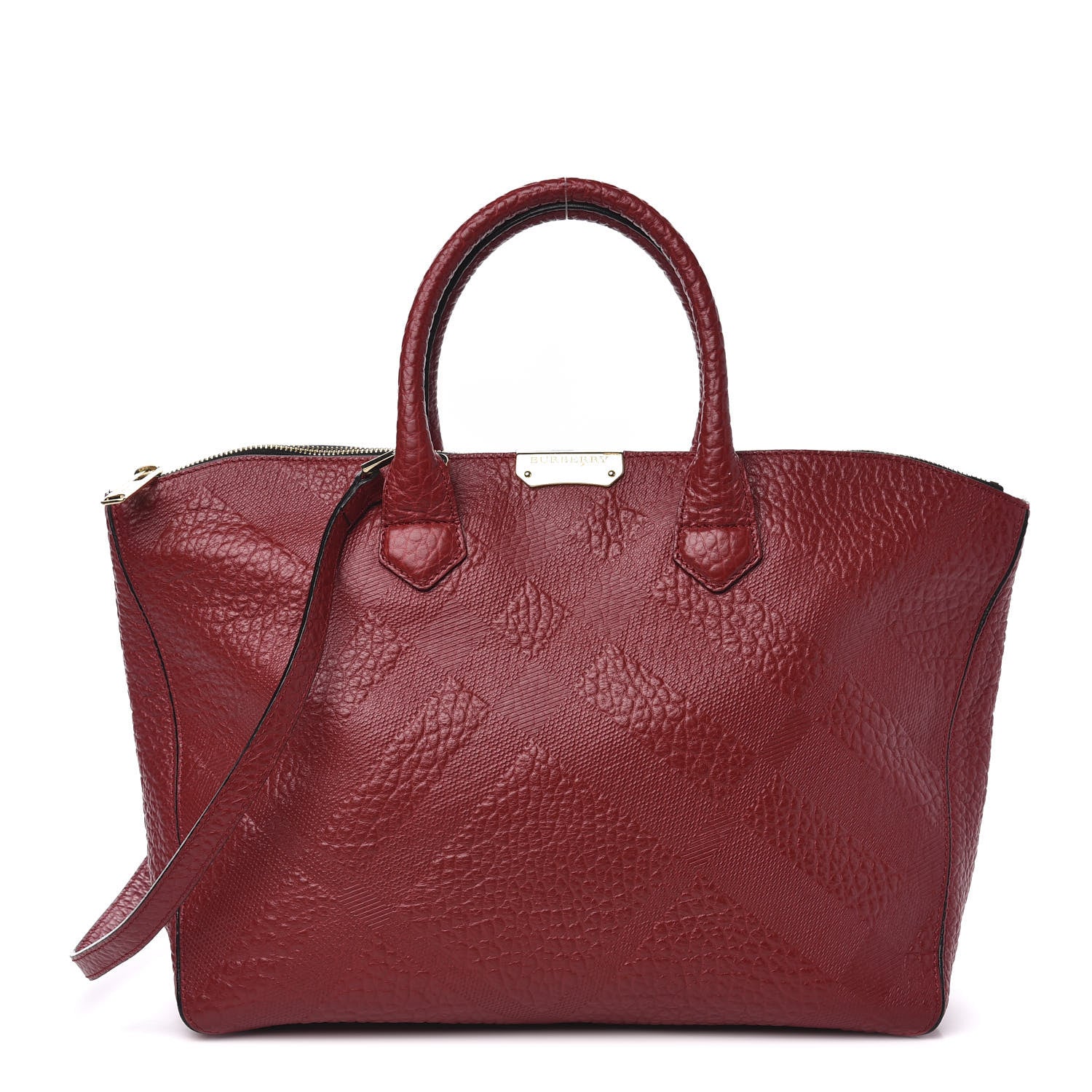 Burberry Heritage Grain Check Embossed Medium Dewsbury Tote Military Red 1 of 14