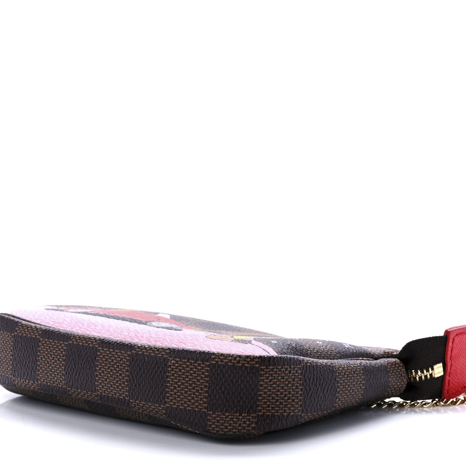 Louis Vuitton Damier Ebene 2019 Christmas Animation Mini Pochette Accessories Red 9 of 11