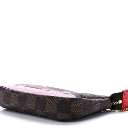 Louis Vuitton Damier Ebene 2019 Christmas Animation Mini Pochette Accessories Red 9 of 11