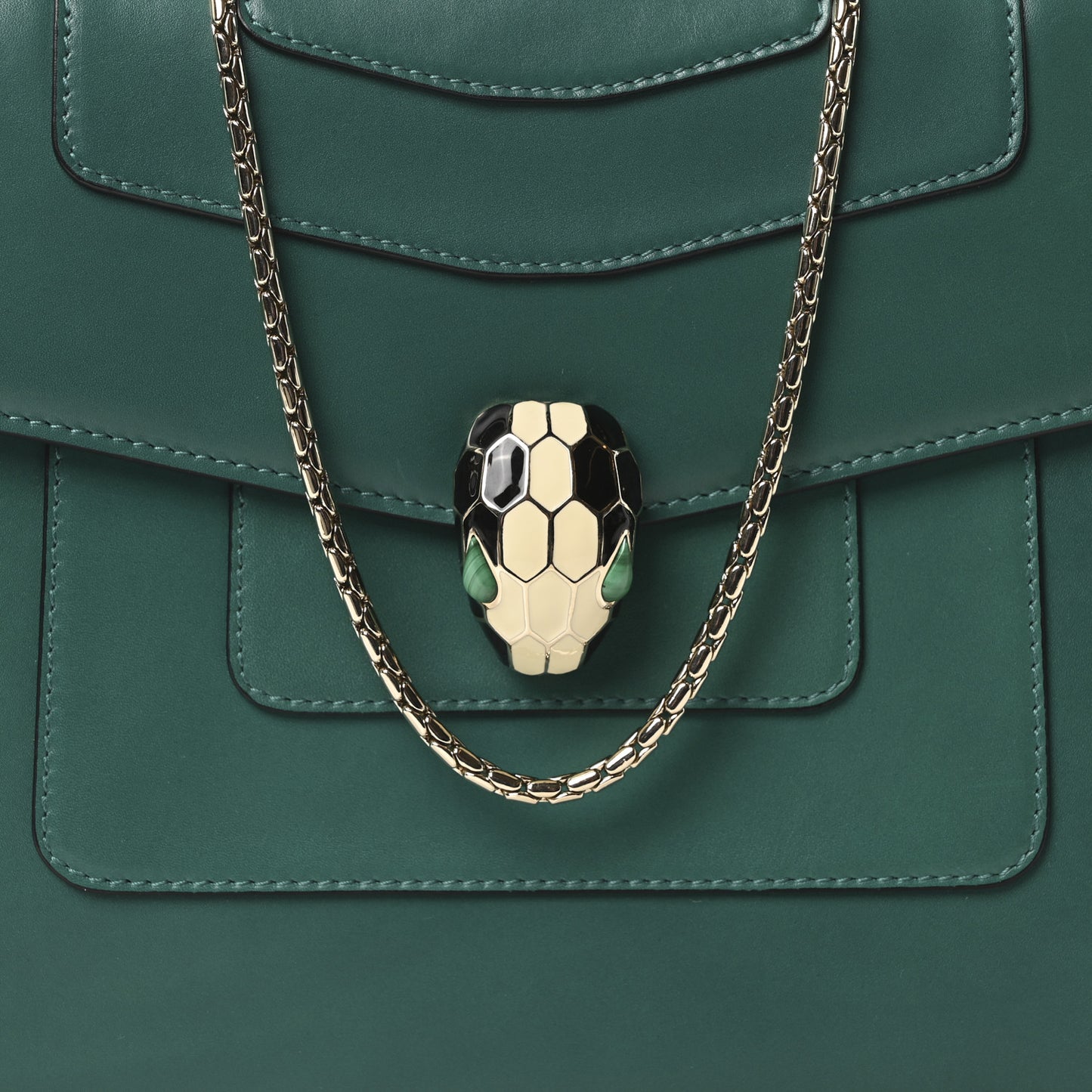 Calfskin Serpenti Forever Snake Strap Crossbody Bag Emerald Green
