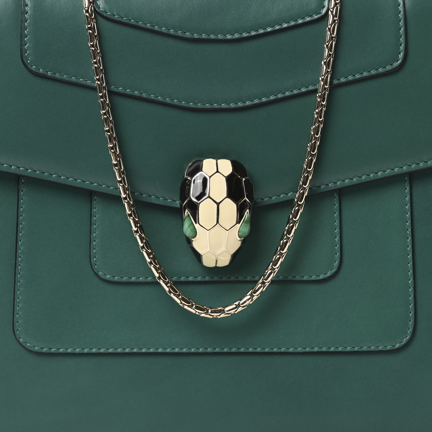 Bulgari Calfskin Serpenti Forever Snake Strap Crossbody Bag Emerald Green 7 of 9