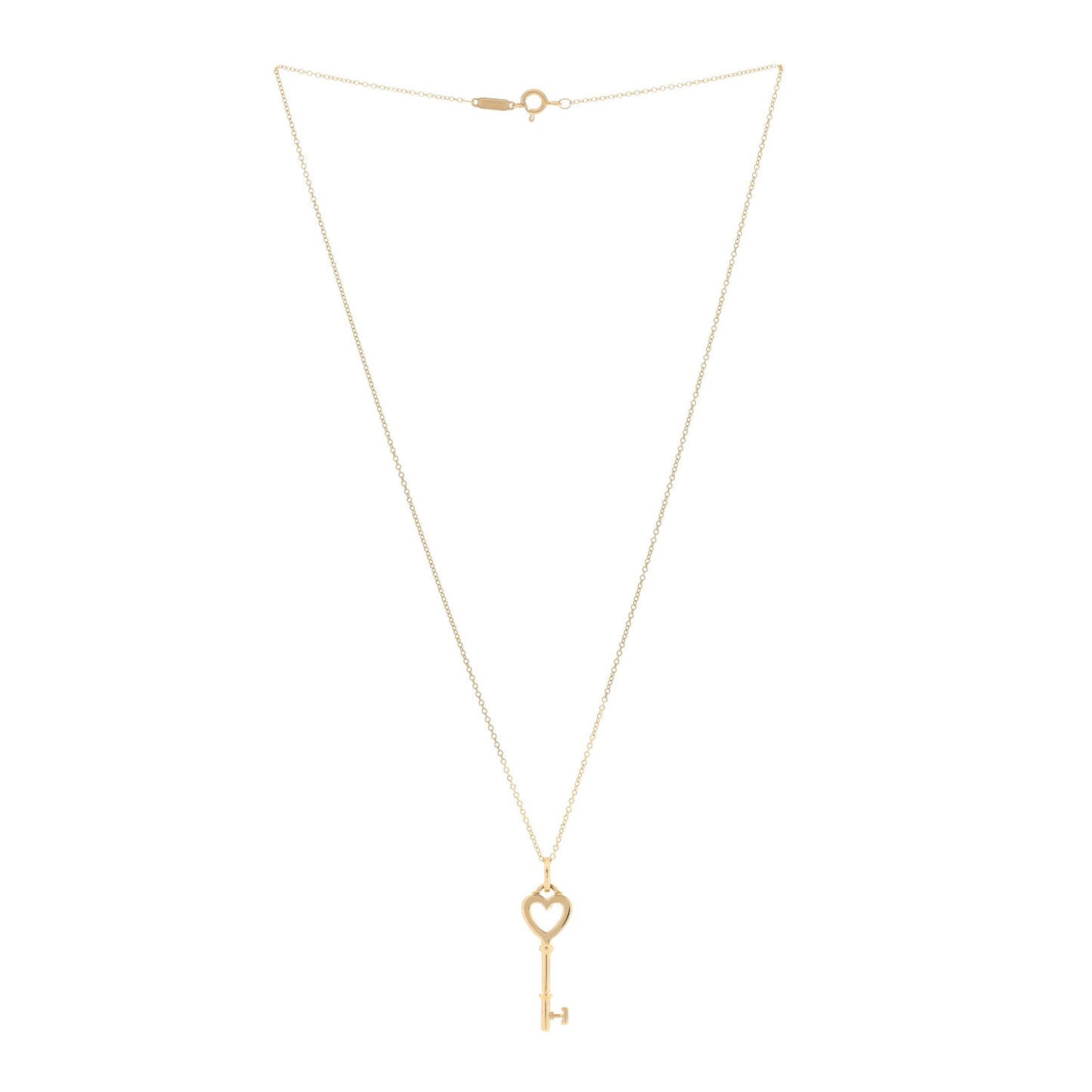 18K Yellow Gold Mini Heart Key Pendant Necklace