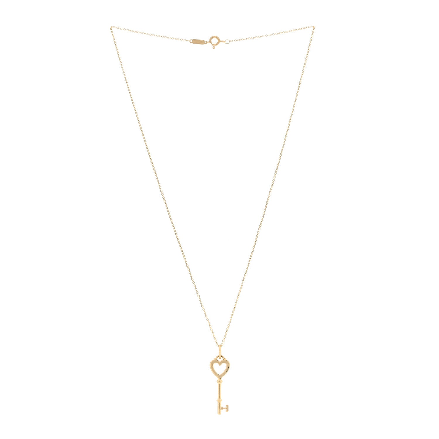 Tiffany 18K Yellow Gold Mini Heart Key Pendant Necklace 2 of 4