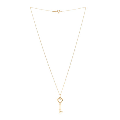 Tiffany 18K Yellow Gold Mini Heart Key Pendant Necklace 2 of 4