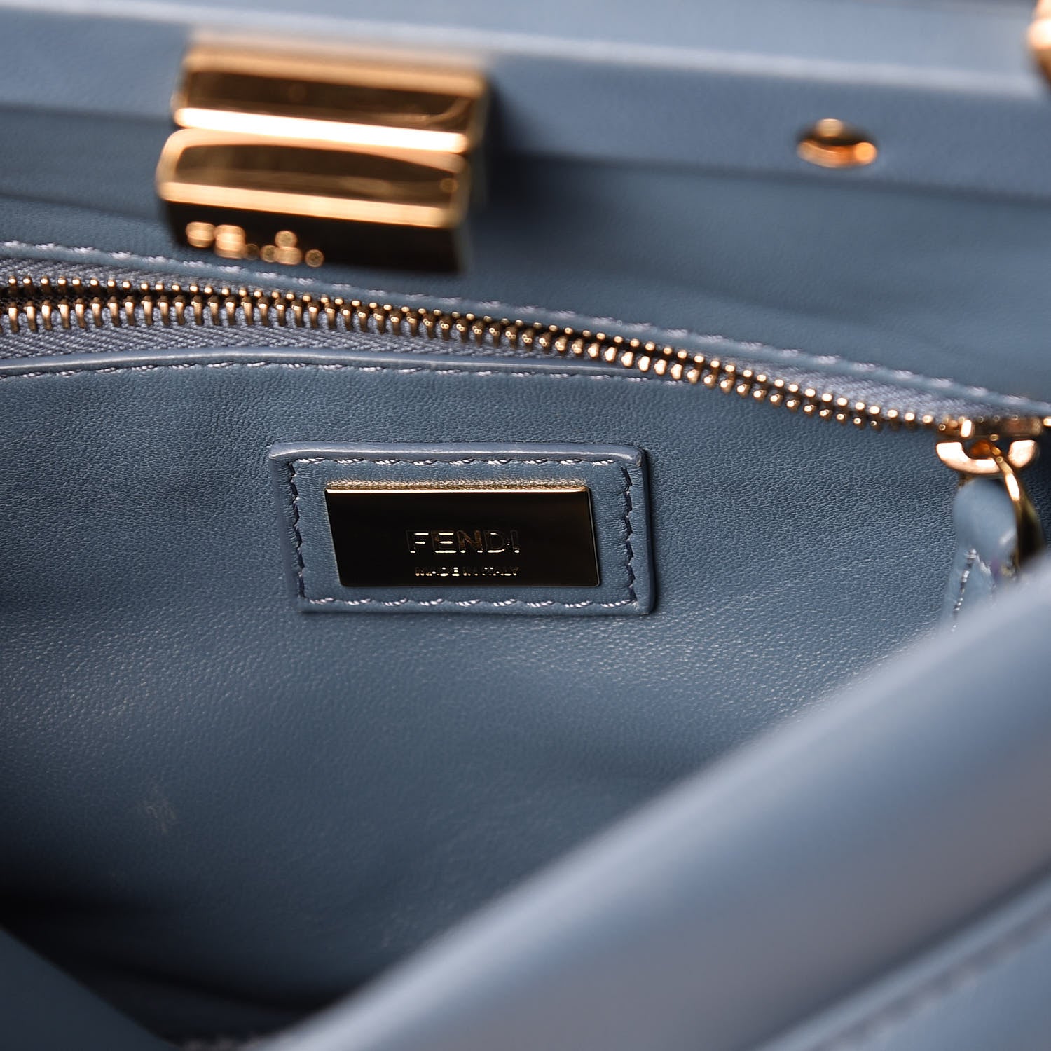 Fendi Nappa Mini Peekaboo Iconic Satchel Blue 7 of 15