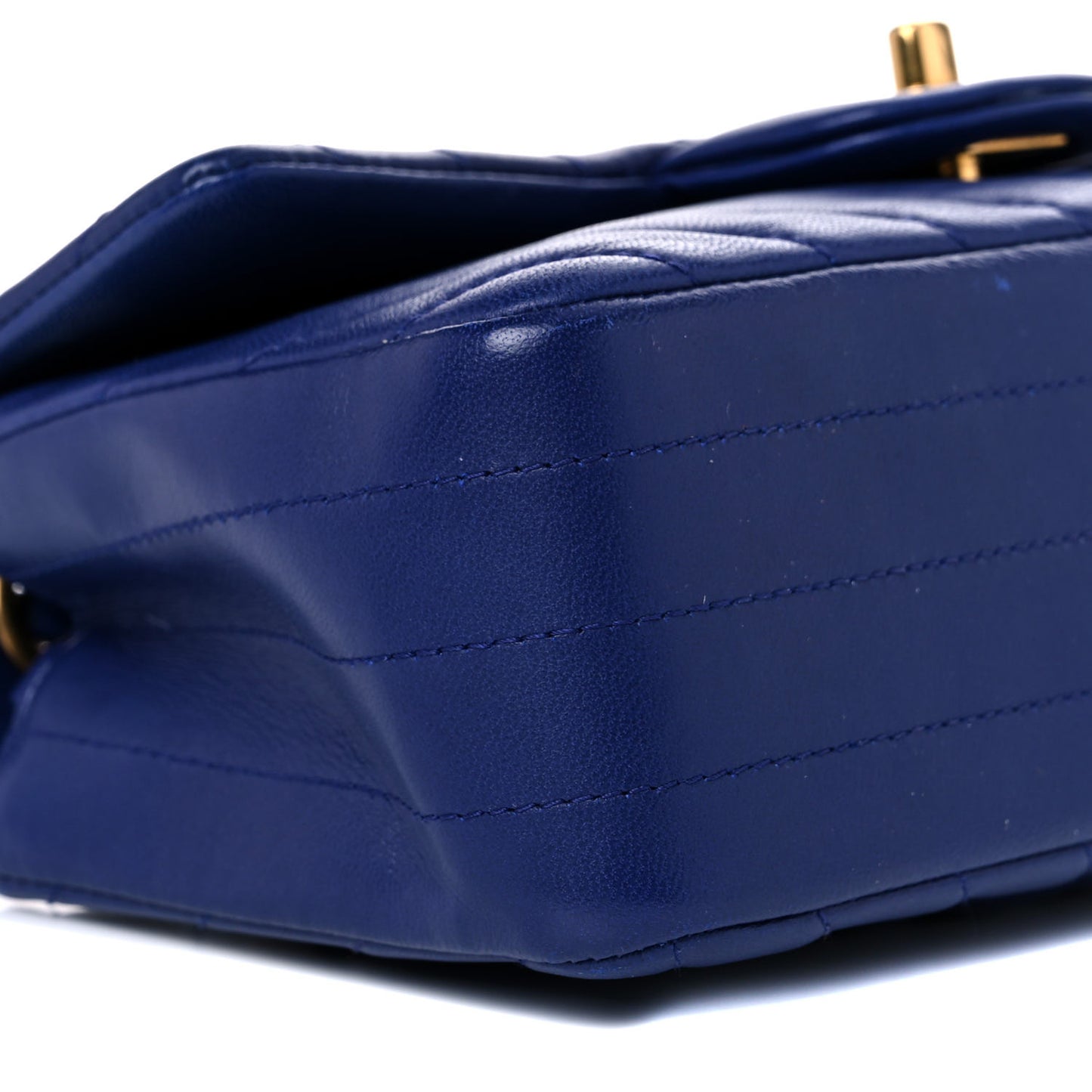 Lambskin Chevron Quilted Mini Rectangular Flap Blue