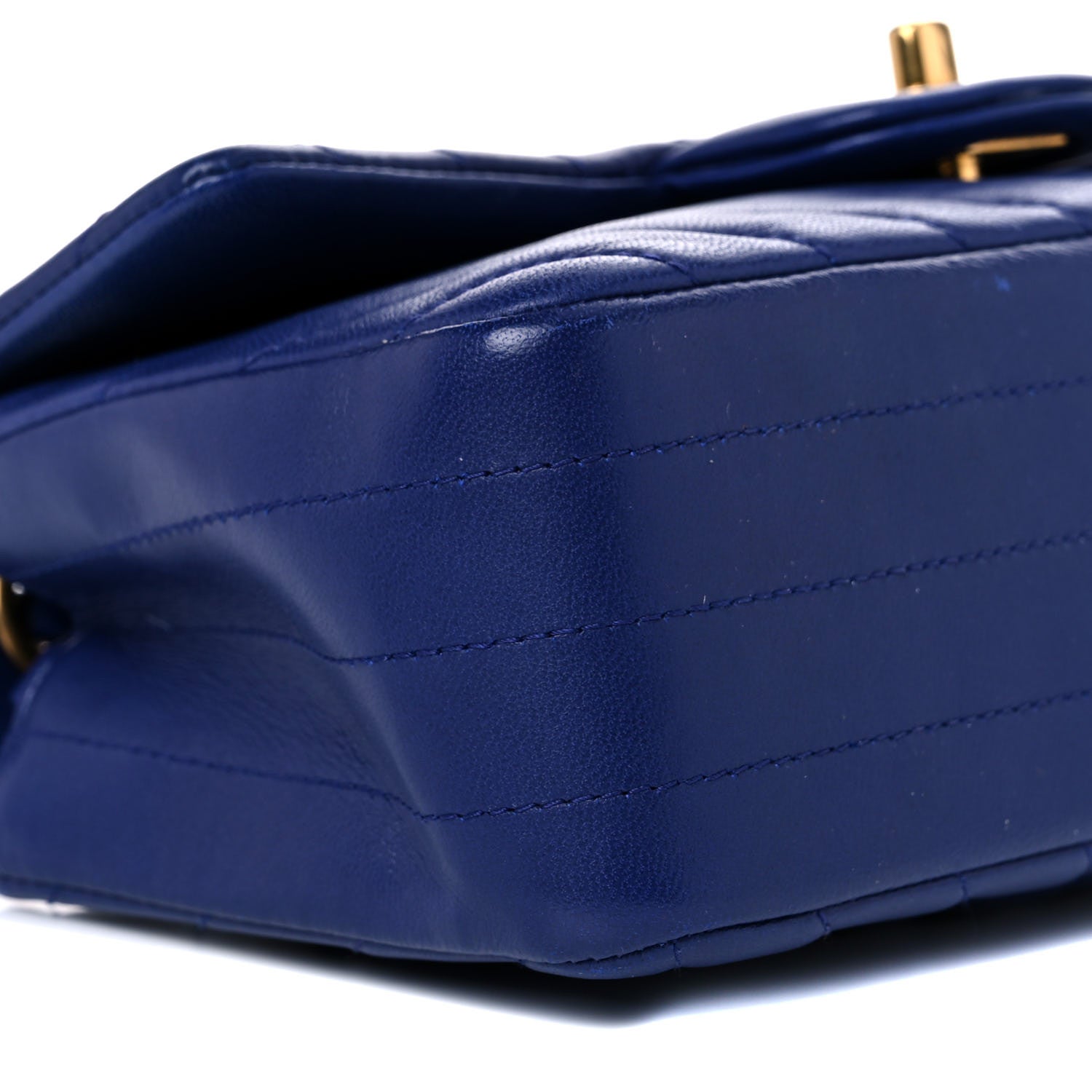 Chanel Lambskin Chevron Quilted Mini Rectangular Flap Blue 7 of 10