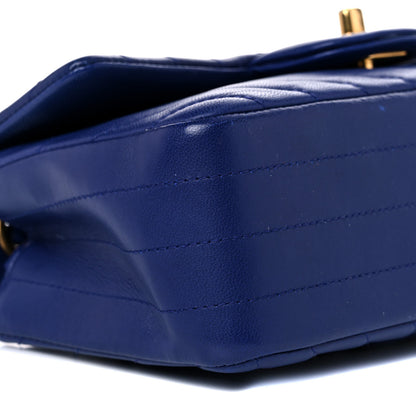 Chanel Lambskin Chevron Quilted Mini Rectangular Flap Blue 7 of 10