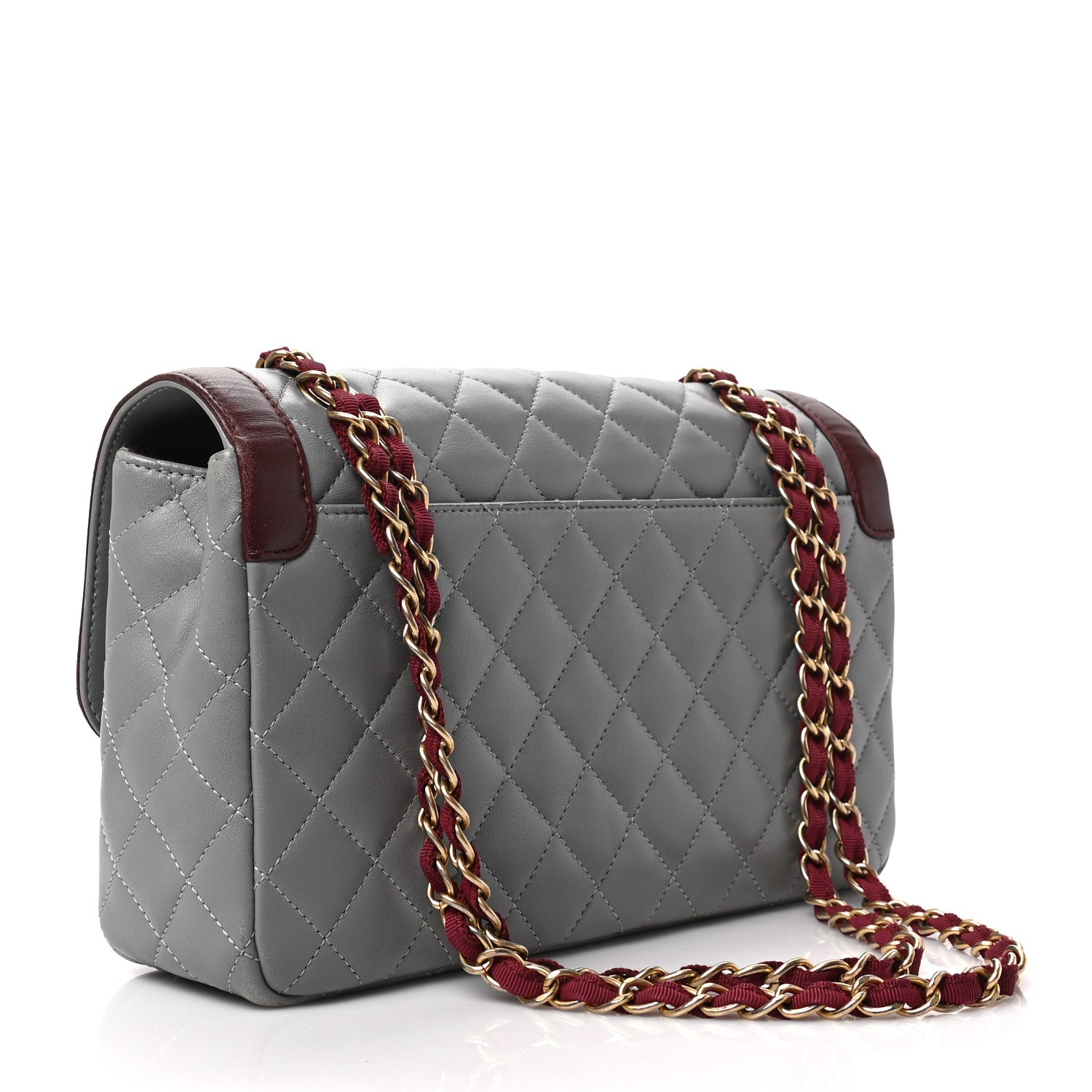 Chanel Lambskin Quilted Medium Two Tone Day Flap Grey Burgundy 3 of 7