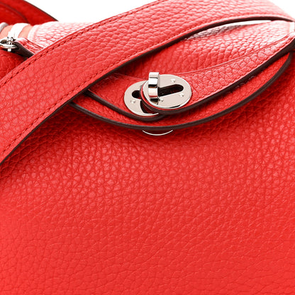 Hermes Taurillon Clemence Mini Lindy 20 Rouge De Coeur 8 of 11