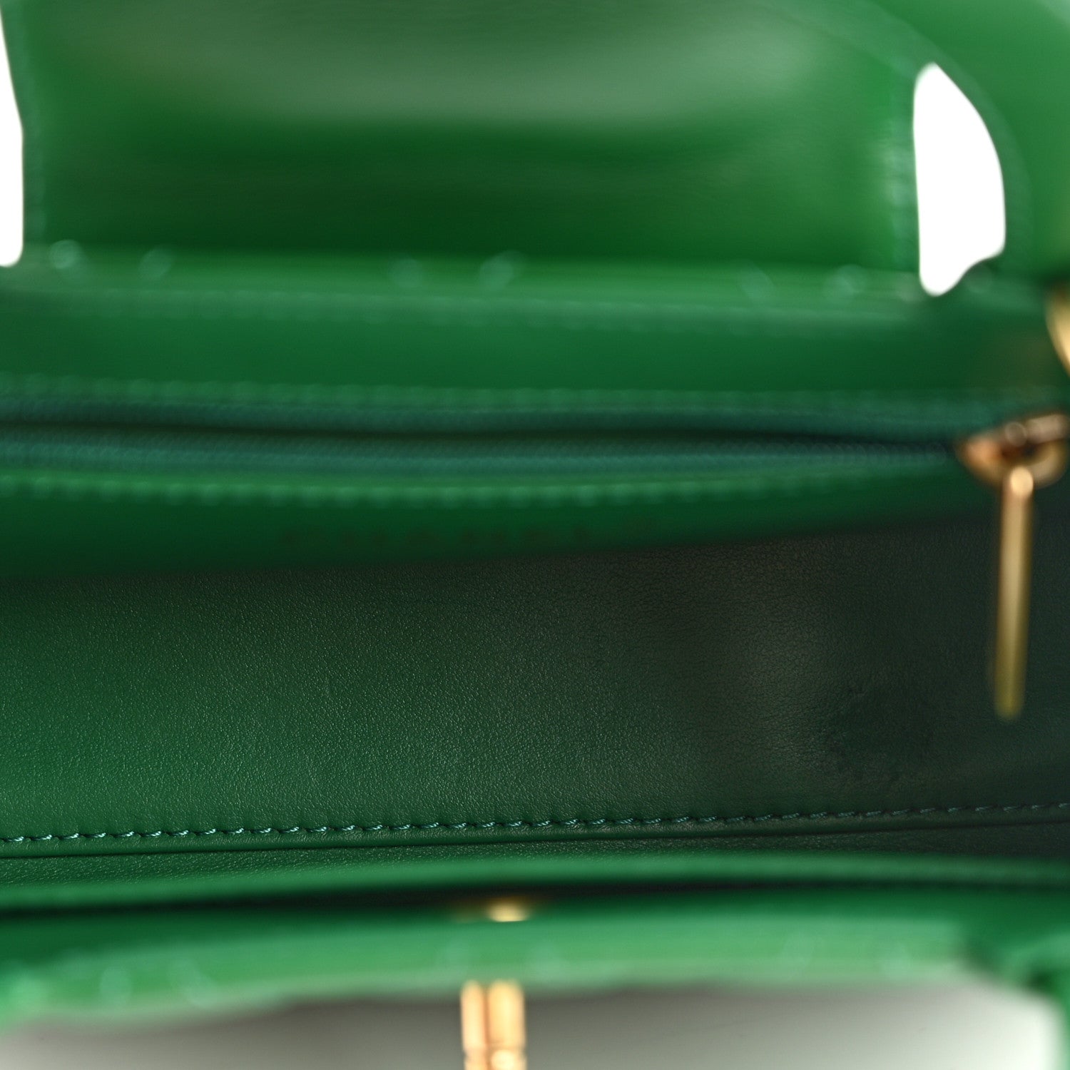 Chanel Shiny Aged Calfskin Quilted Nano Kelly Shopper Green 5 of 15