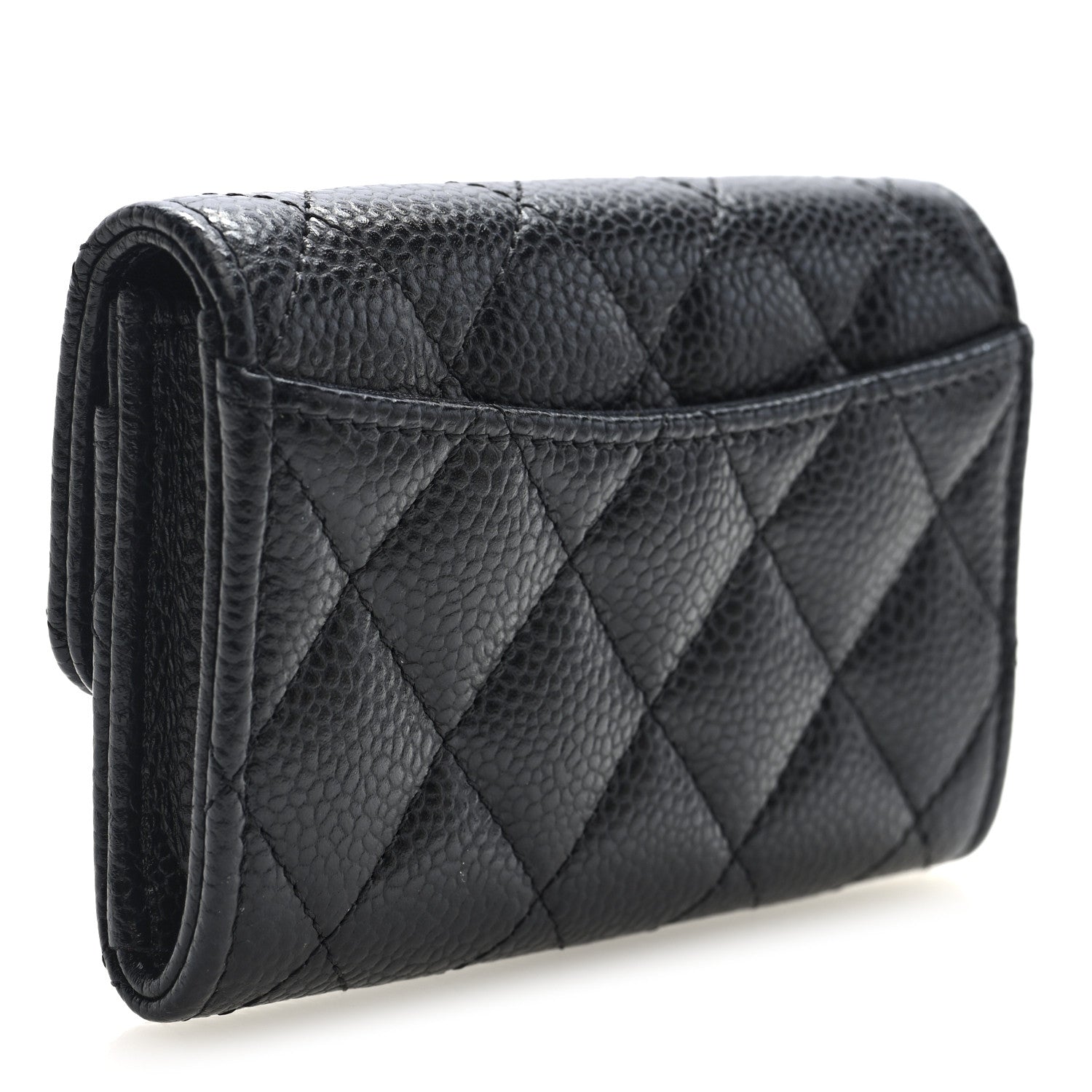 Chanel Caviar Quilted Flap Card Holder Wallet Black 3 of 7