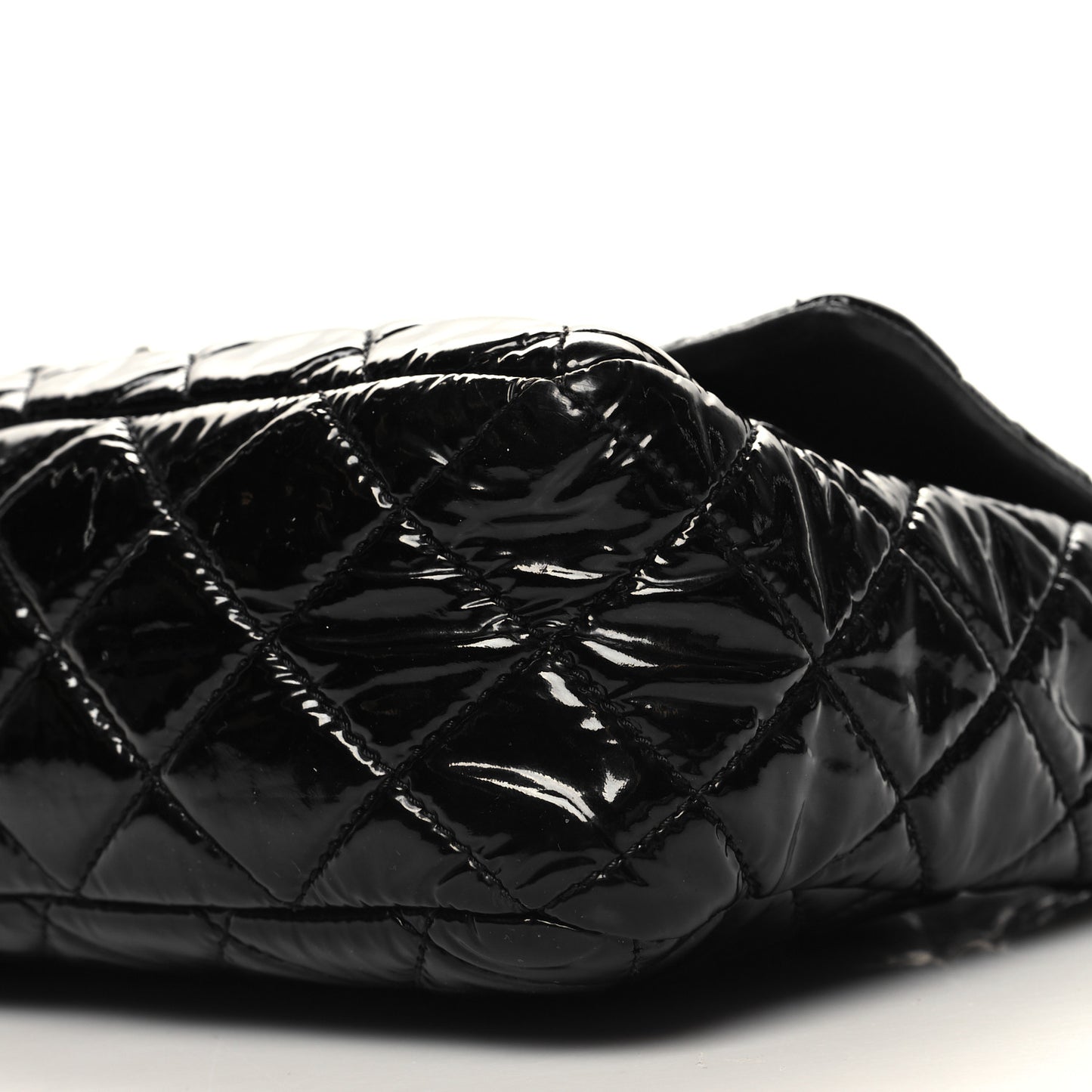 Patent Quilted Jumbo Single Flap Black