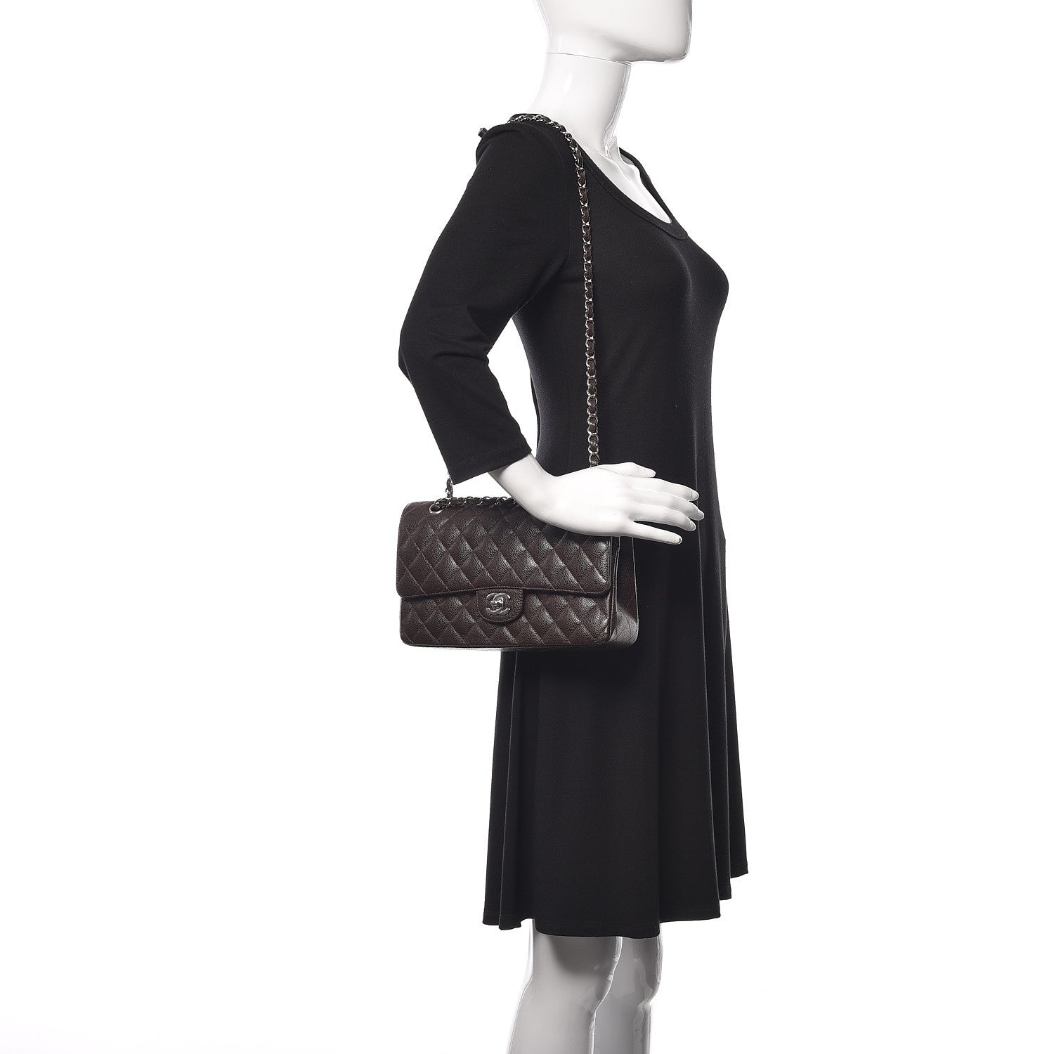 Chanel Caviar Quilted Medium Double Flap Brown 3 of 12