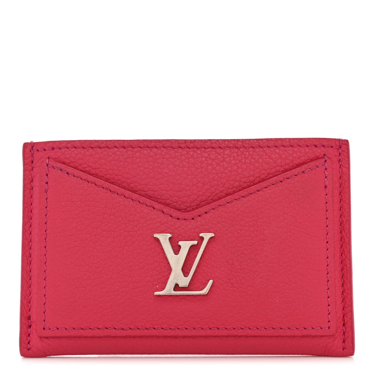 Calfskin Lockme Card Holder Hot Pink
