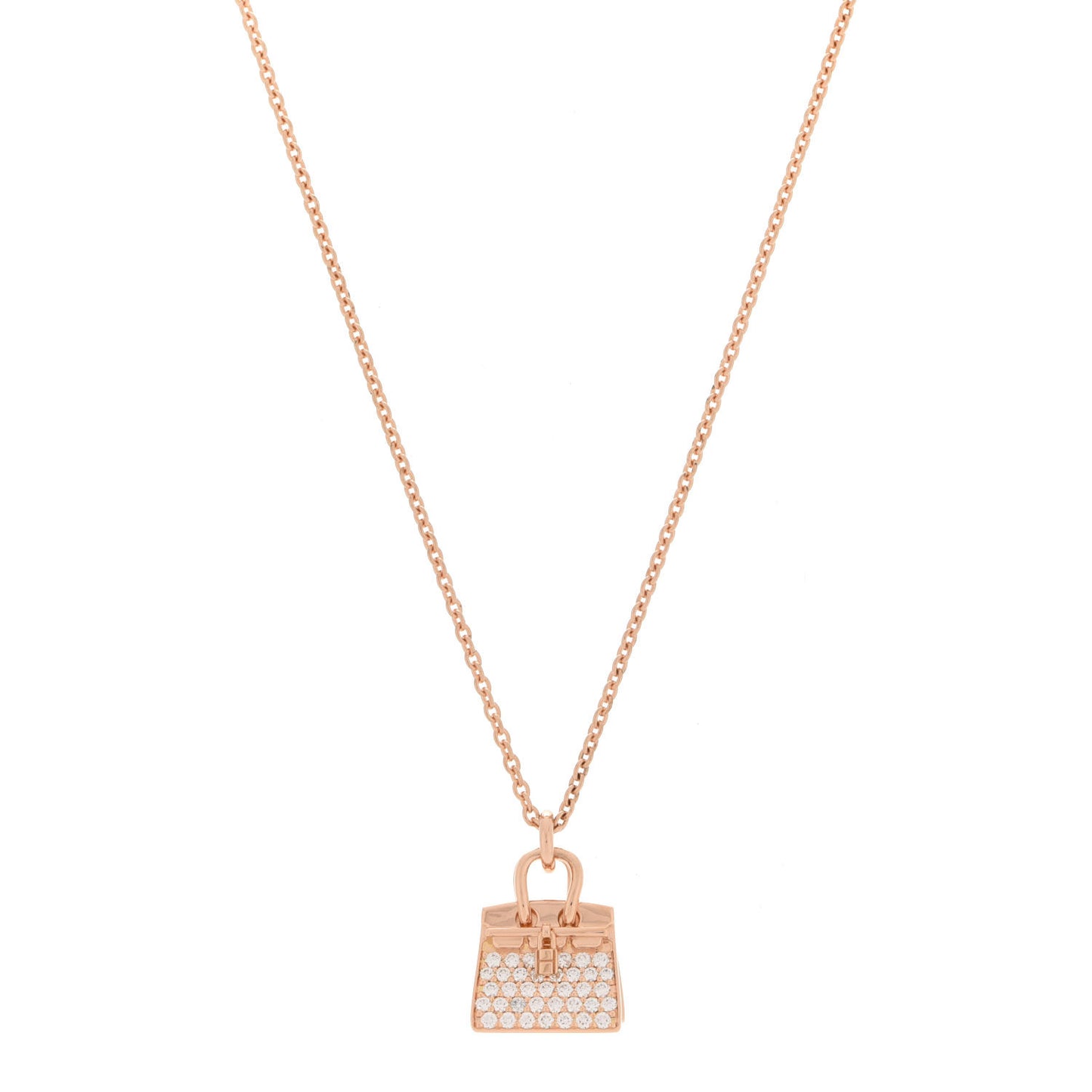 18K Rose Gold Diamond Birkin Amulettes Pendant Necklace
