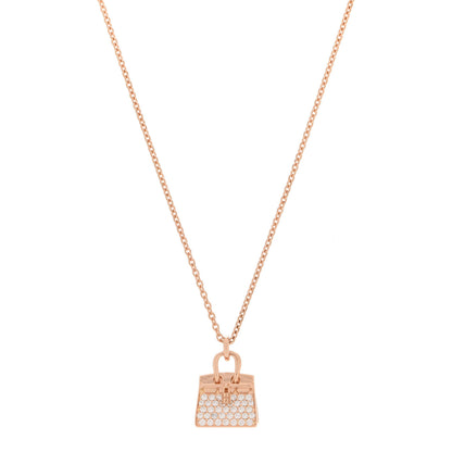 Hermes 18K Rose Gold Diamond Birkin Amulettes Pendant Necklace 1 of 6
