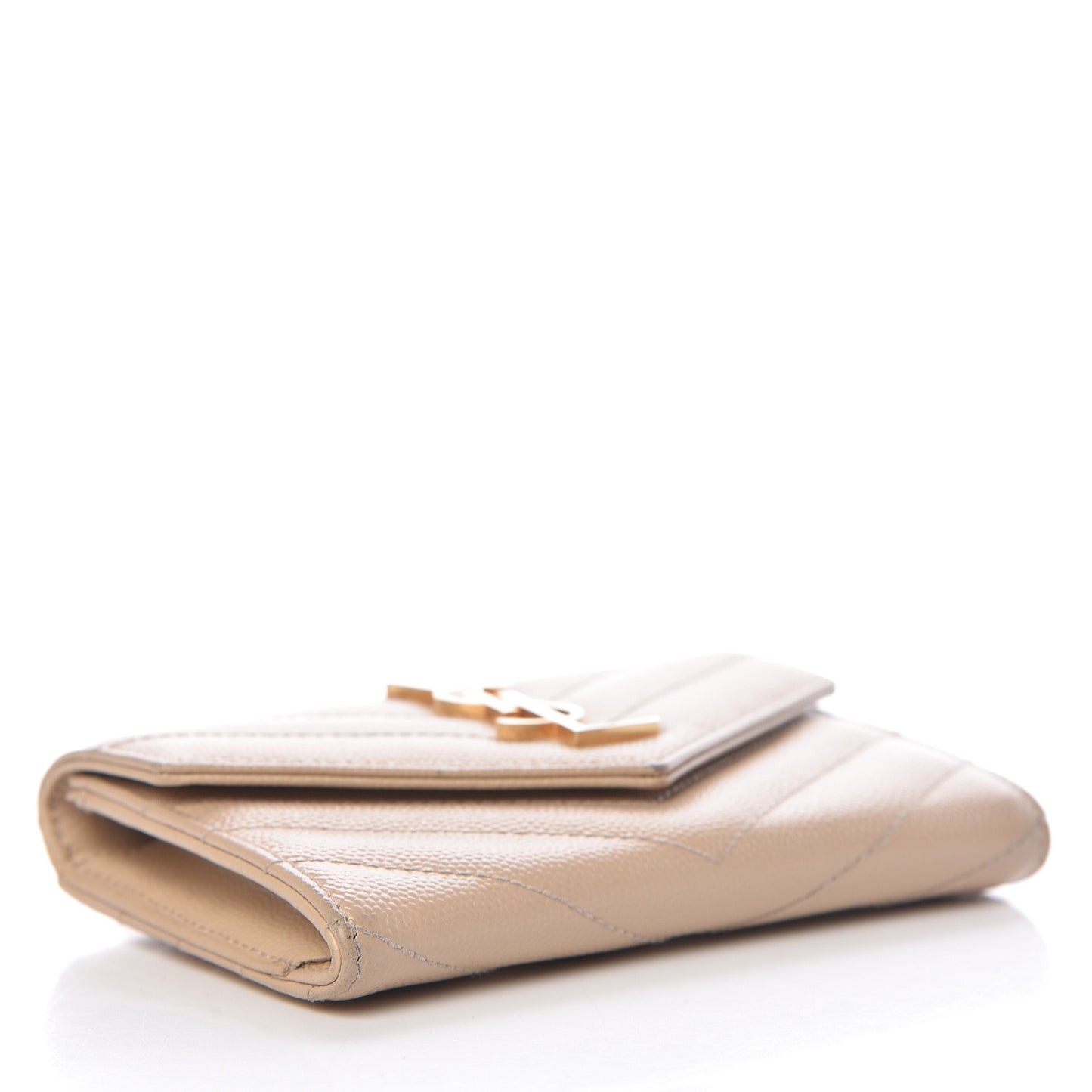 Grain De Poudre Matelasse Chevron Small Monogram Envelope Wallet Nude Powder
