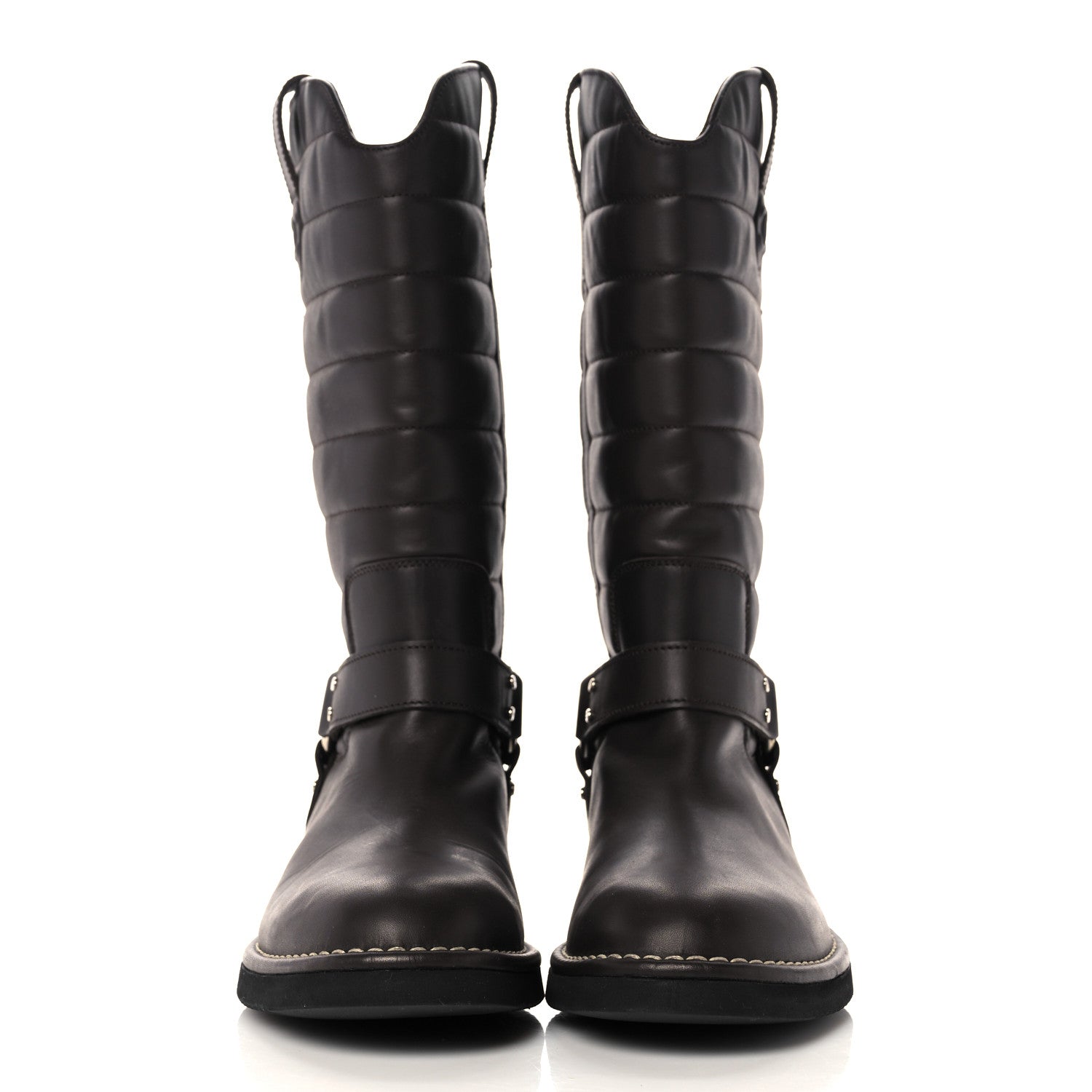 Chanel Calfskin Star Quilted Biker Boots 39.5 Brown 2 of 7