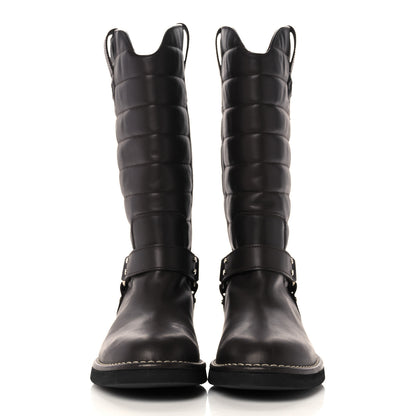 Chanel Calfskin Star Quilted Biker Boots 39.5 Brown 2 of 7