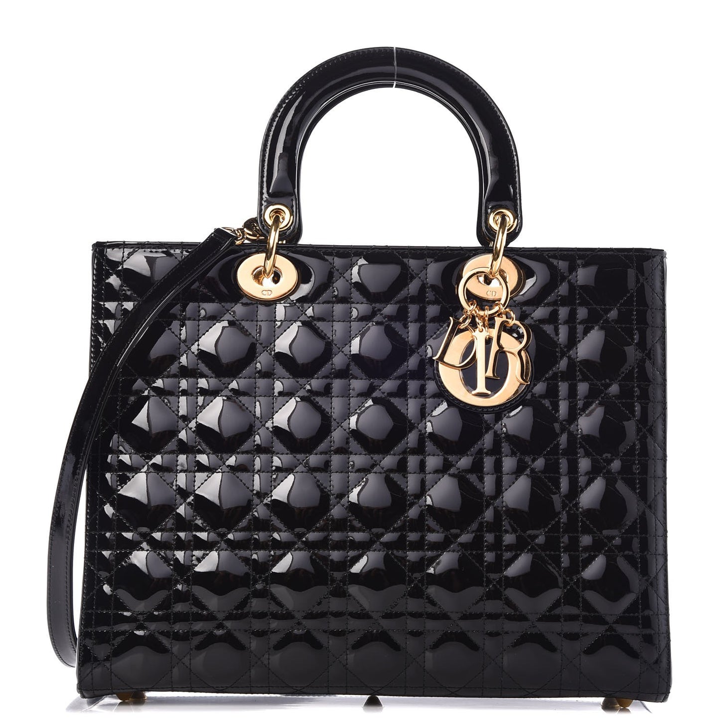 Patent Cannage Large Lady Dior Black