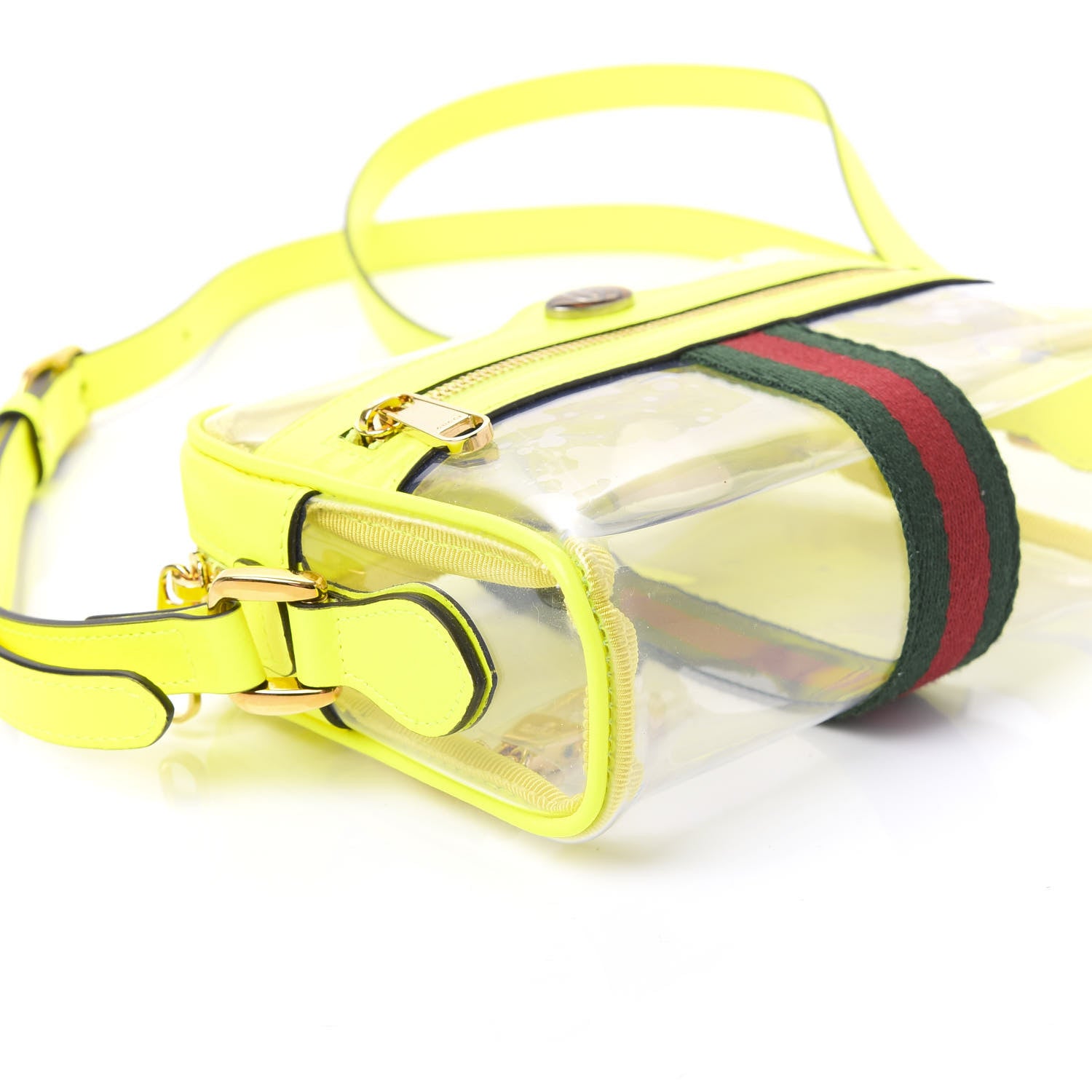 Gucci Vinyl Web Mini Ophidia Transparent Shoulder Bag Yellow Fluo 5 of 8