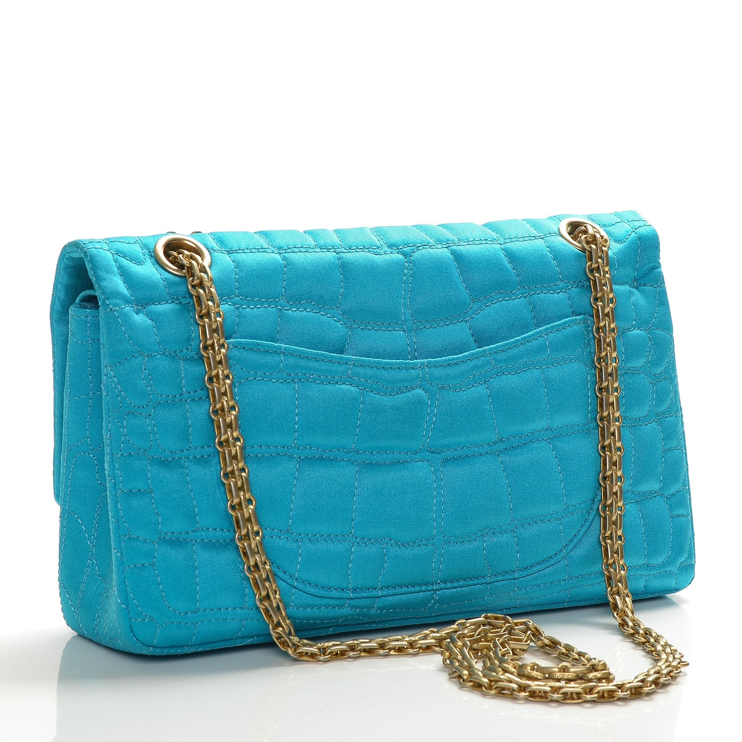 Chanel Satin Coco's Croc 2.55 Reissue 225 Flap Turquoise 3 of 8