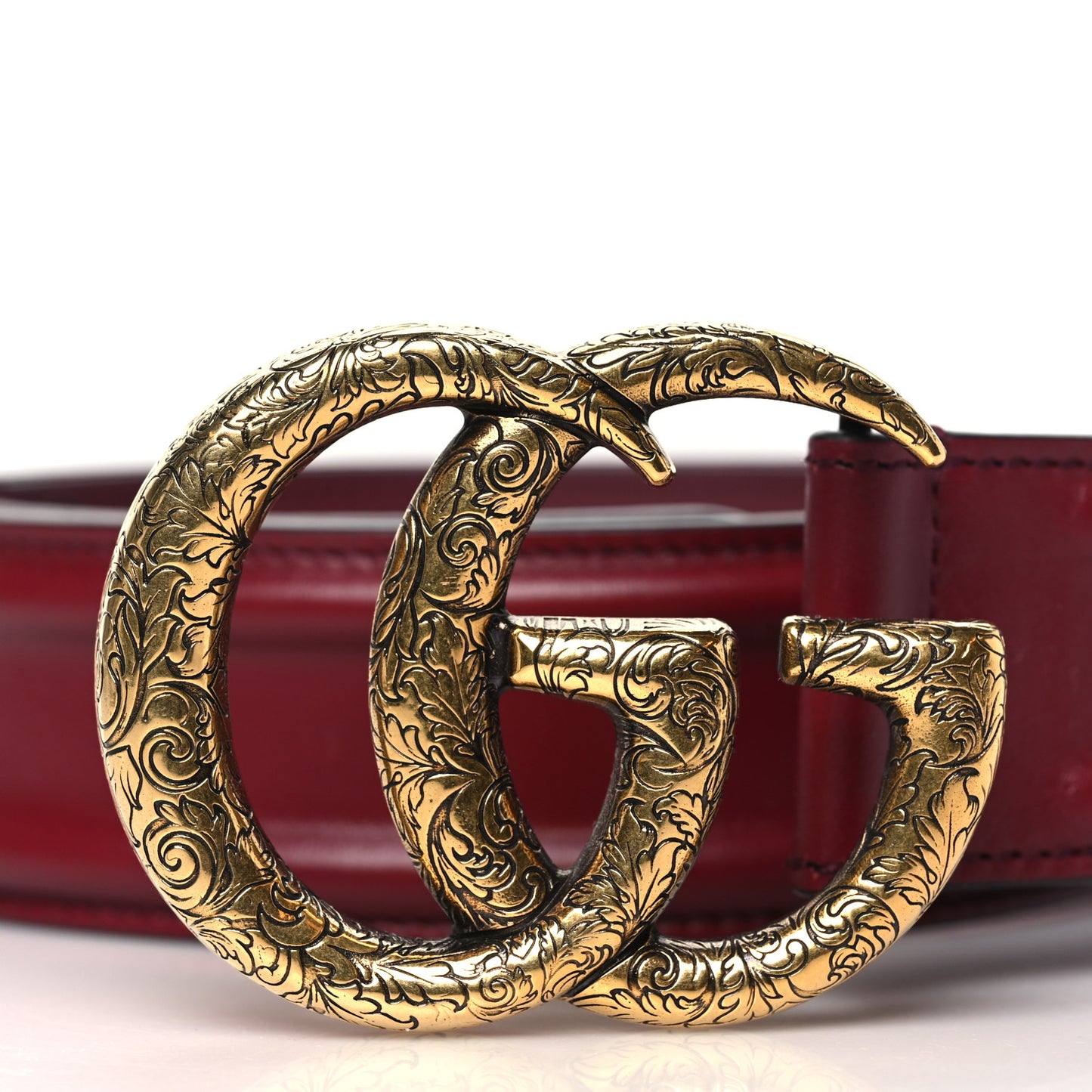 Ciny Lux Calfskin Patterned Double G 40mm Belt 75 30 Rubicund