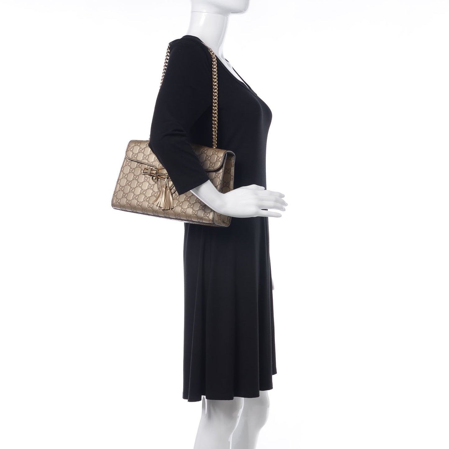 GG Shine Guccissima Medium Emily Chain Shoulder Bag Gold