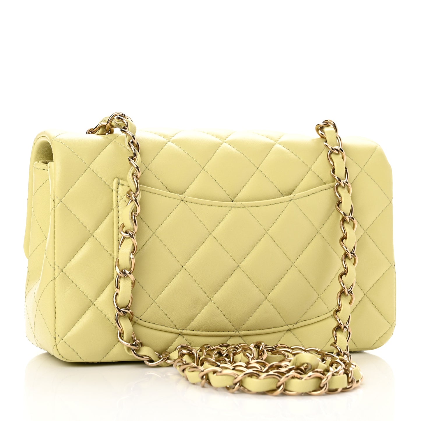 Lambskin Quilted Mini Rectangular Flap Light Green