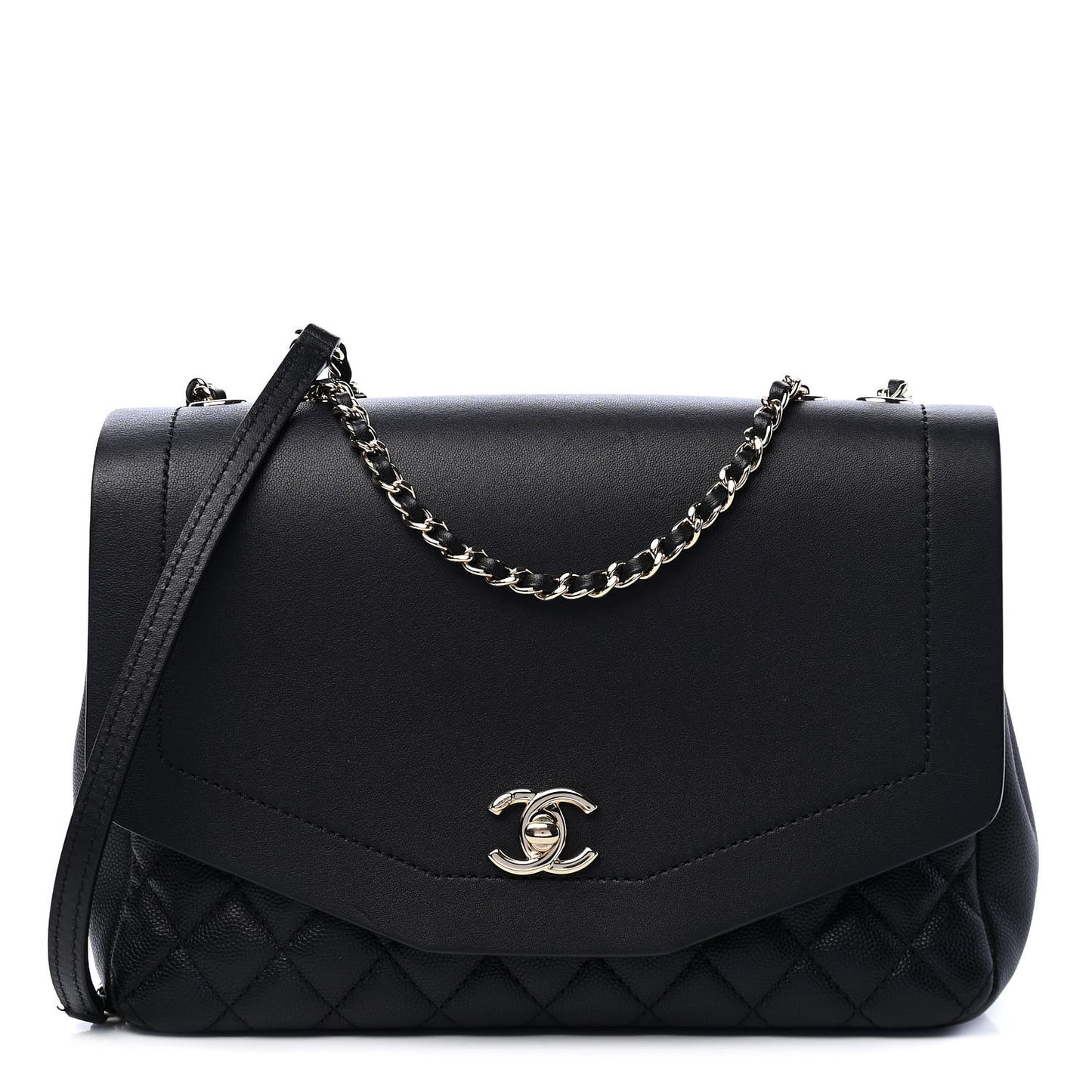 Calfskin Caviar Quilted Flap Black