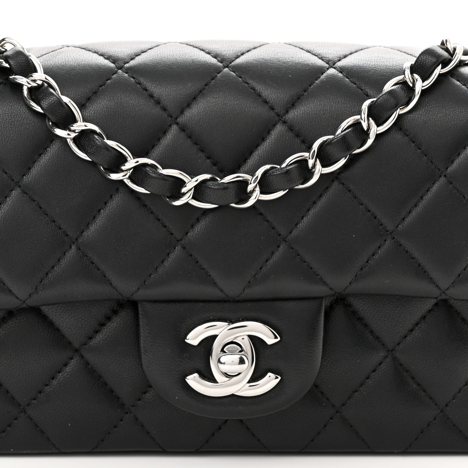 Chanel Lambskin Quilted Mini Rectangular Flap Black 8 of 10