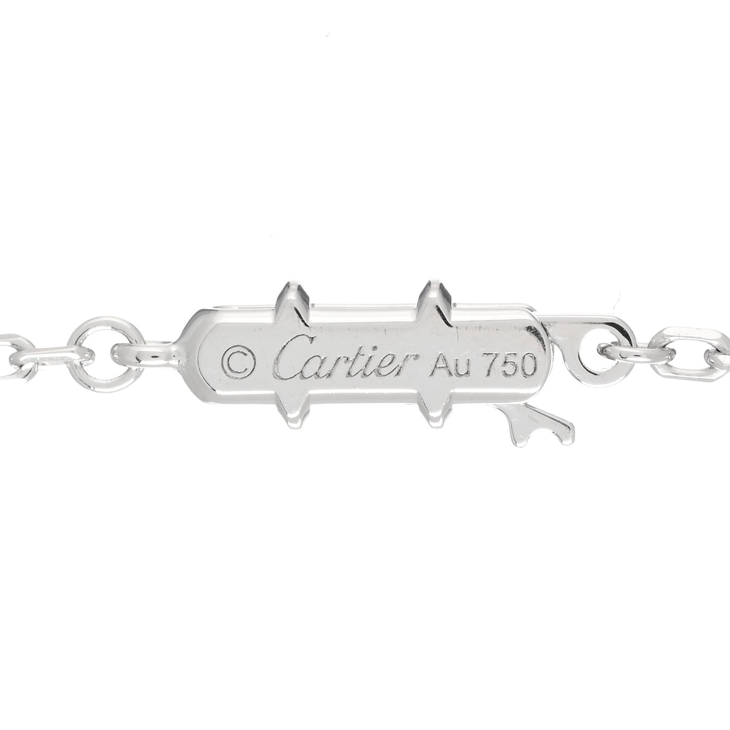 18K White Gold Diamond Agrafe Drop Pendant Necklace