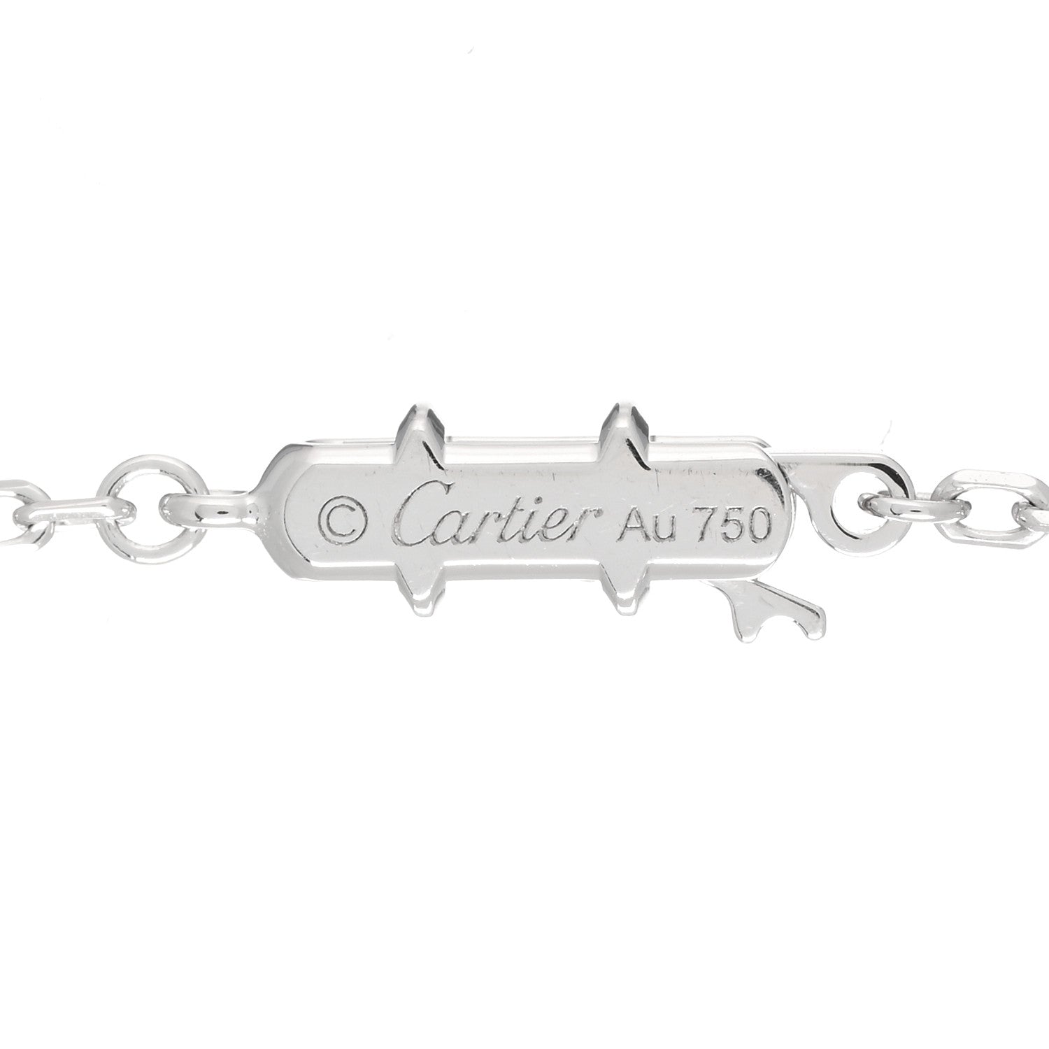 Cartier 18K White Gold Diamond Agrafe Drop Pendant Necklace 3 of 5