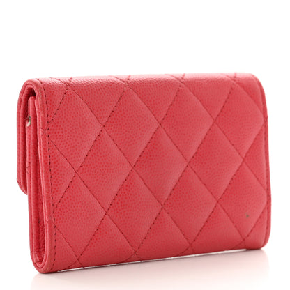Chanel Caviar Quilted Flap Card Holder Wallet Dark Pink 3 of 10