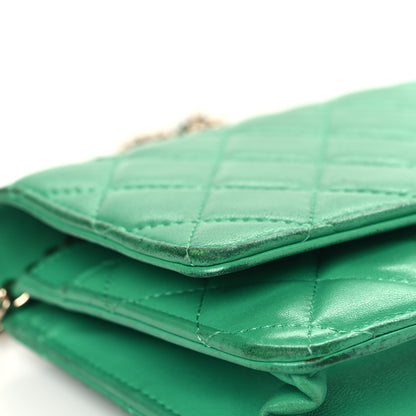 Chanel Lambskin Quilted Wallet On Chain WOC Green 15 of 19