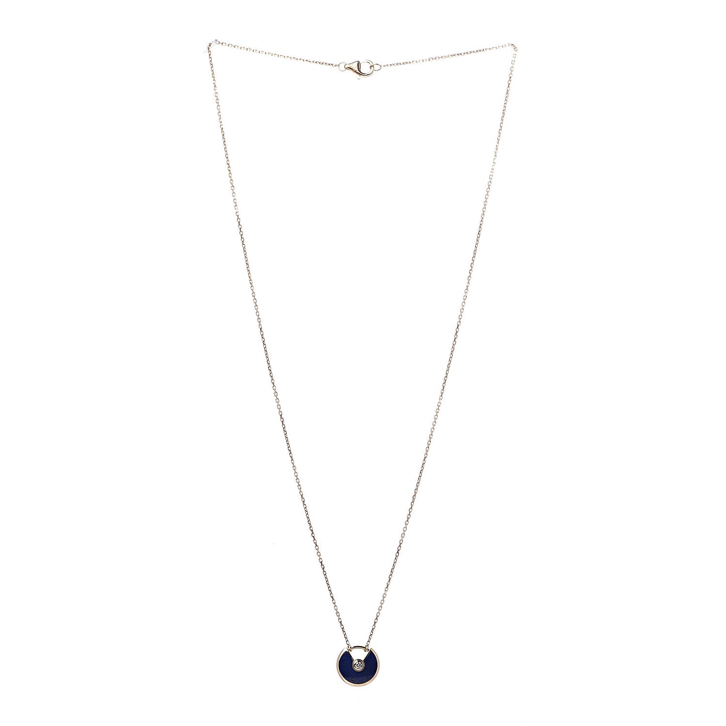 18K Yellow Gold Diamond Lapis Lazuli XS Amulette de Pendant Necklace