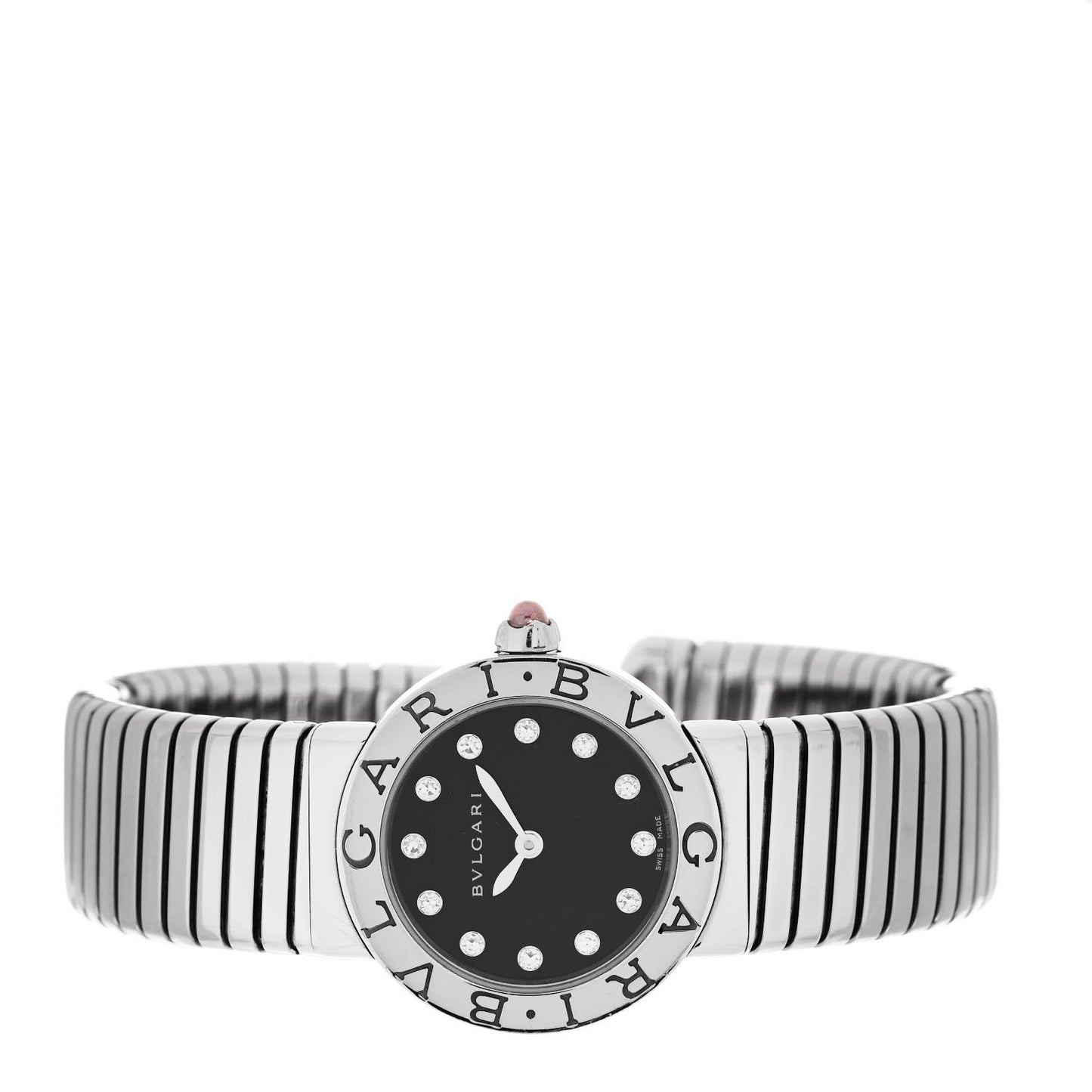 Stainless Steel Diamond 26mm Tubogas Quartz Watch Black