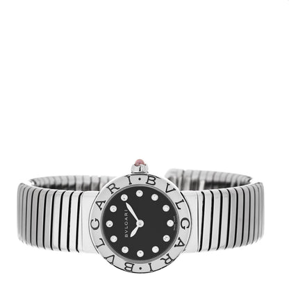 Bulgari Stainless Steel Diamond 26mm Tubogas Quartz Watch Black 2 of 4