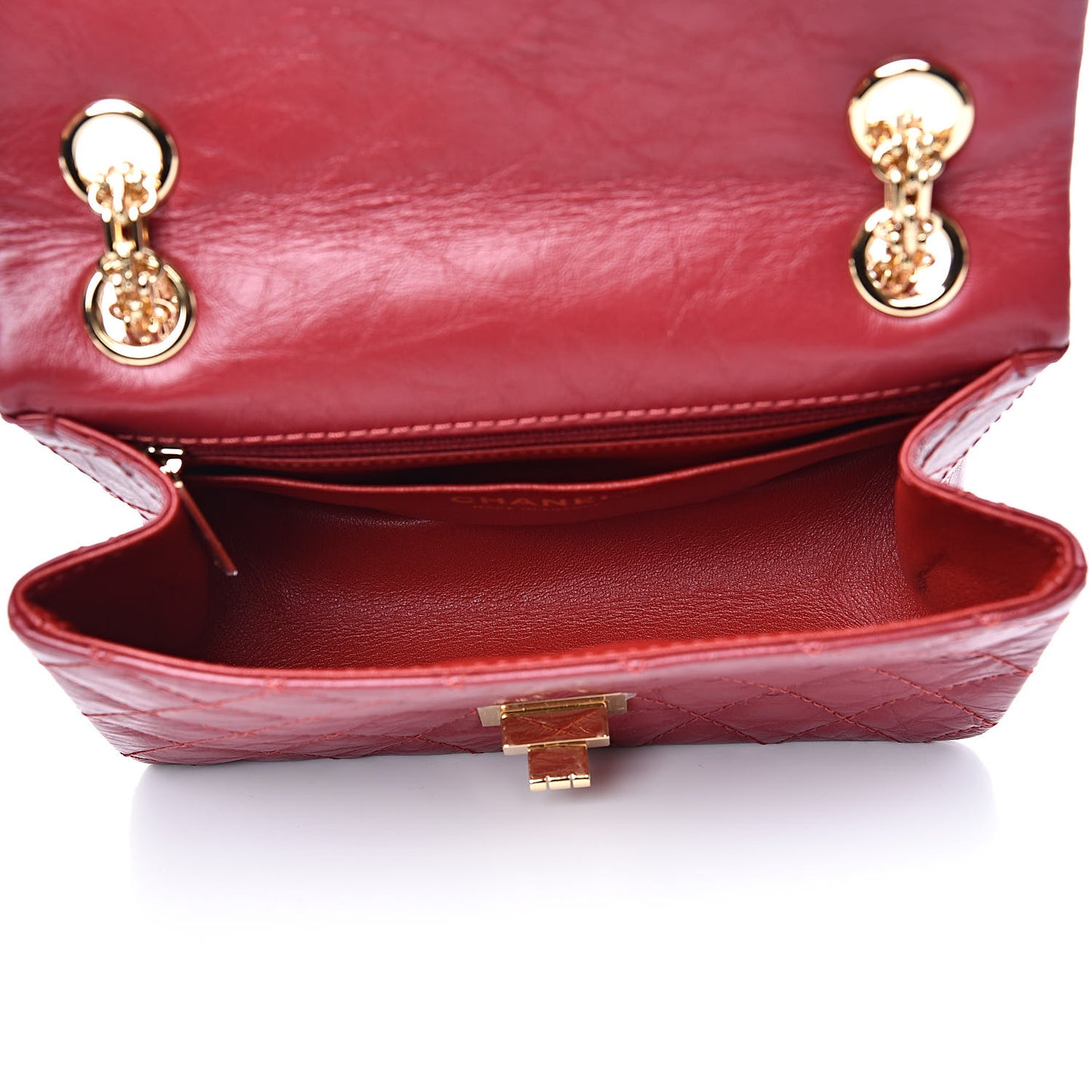 Aged Calfskin Quilted 2.55 Reissue Mini Flap Red