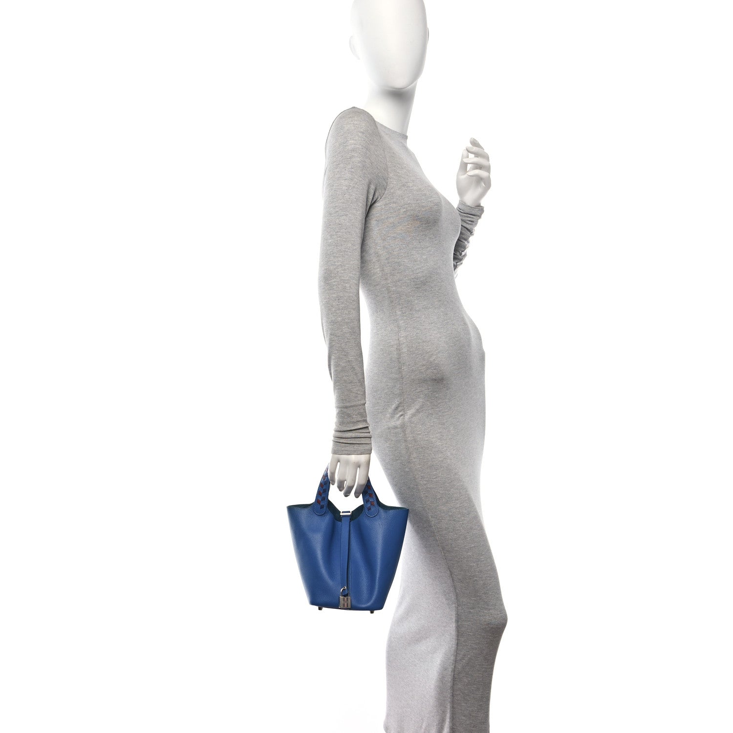 Hermes Epsom Tressage De Cuir Picotin Lock 18 PM Bleu Zellige 2 of 9