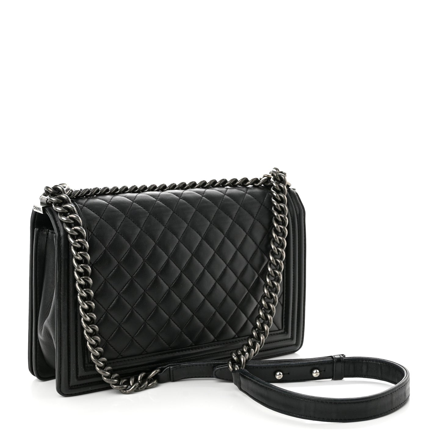 Lambskin Quilted New Medium Boy Flap Black