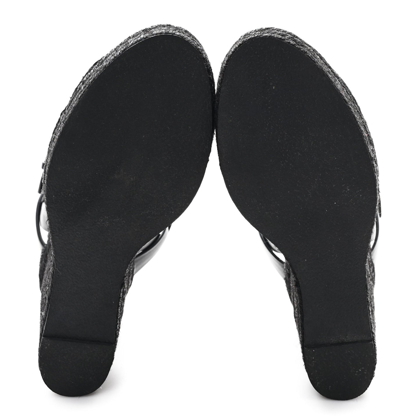 Calfskin Tribute 95 Platform Espadrille Wedge Sandals 39.5 Black