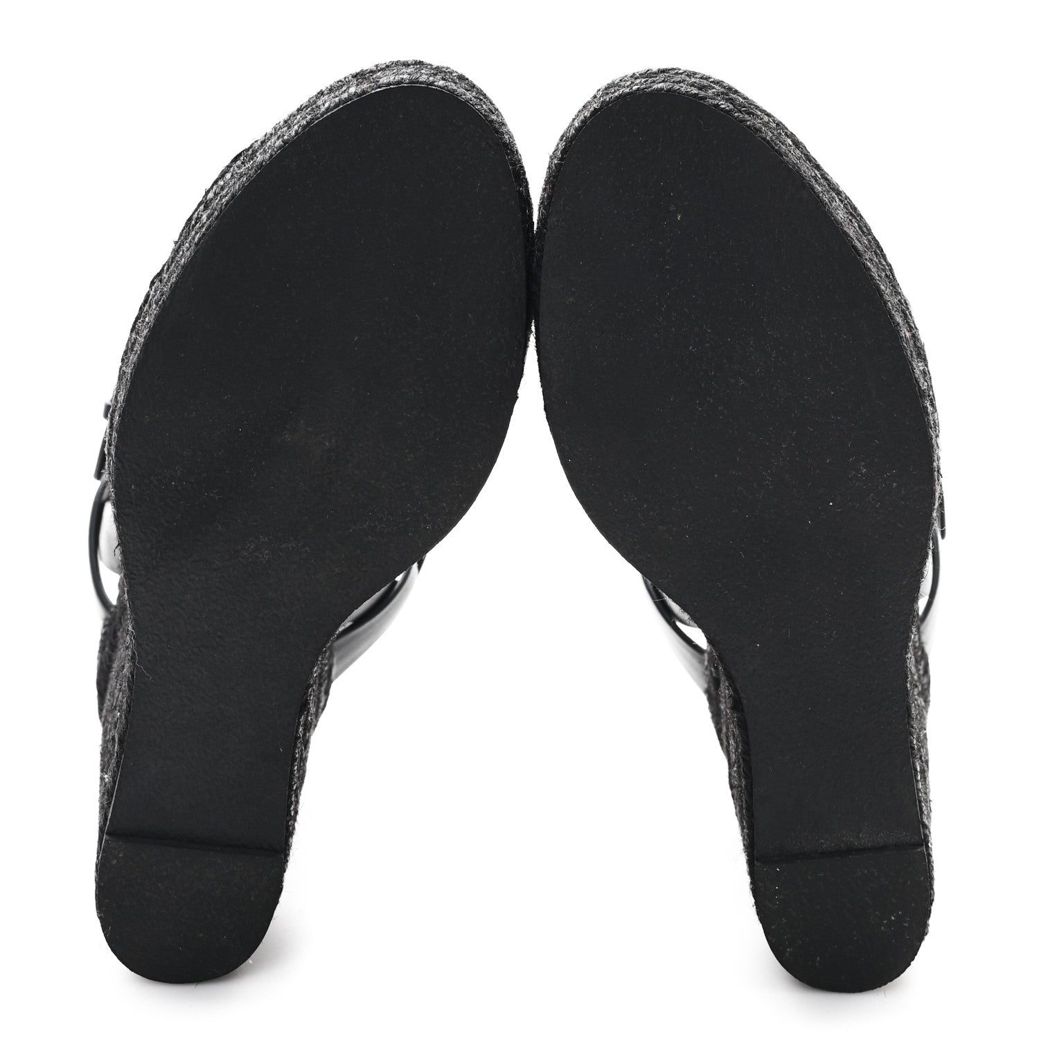 Saint Laurent Calfskin Tribute 95 Platform Espadrille Wedge Sandals 39.5 Black 6 of 9
