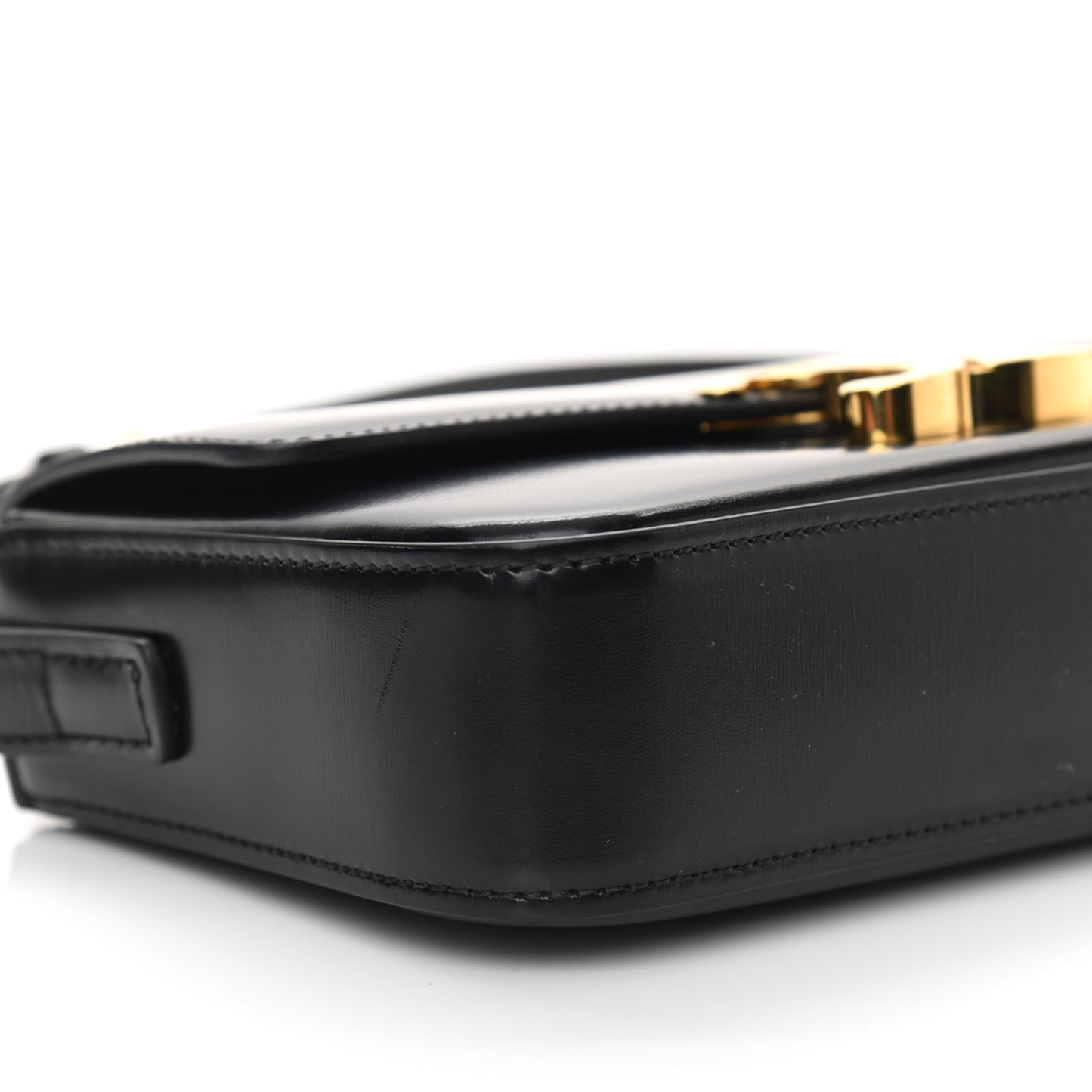 Shiny Calfskin Triomphe Shoulder Bag Black